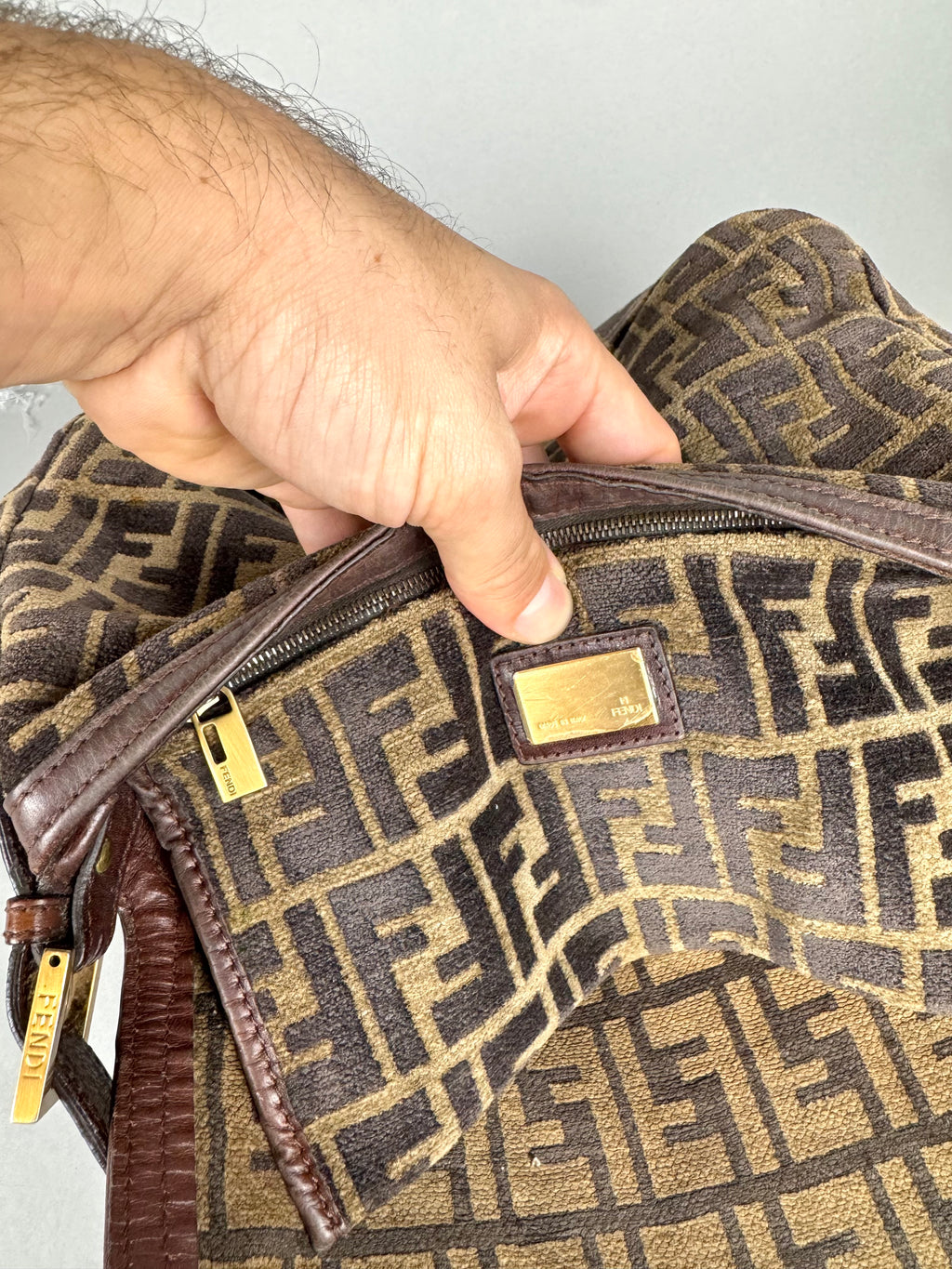Fendi Mamma Baguette Monogram Zucca Velour