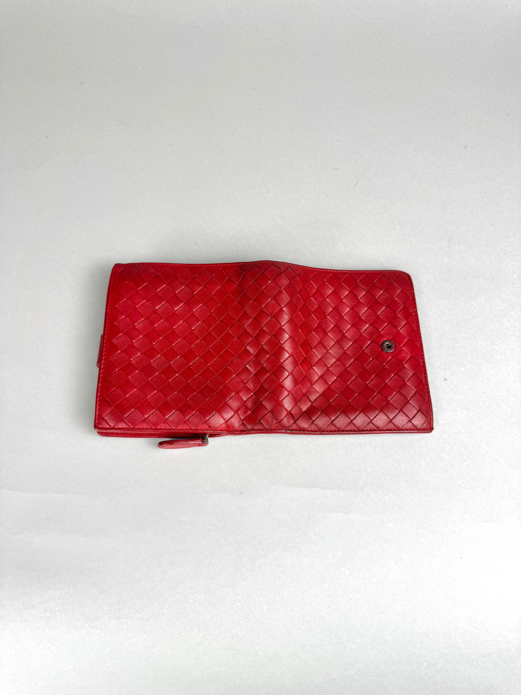 Bottega Veneta Intrecciato Red Leather Wallet