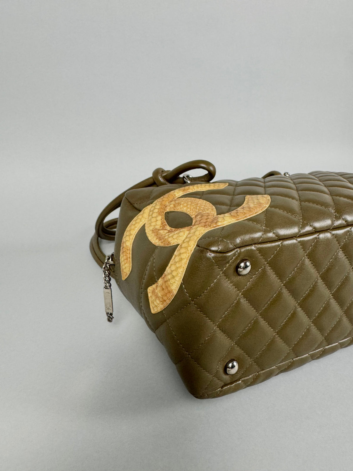 Chanel Ligne Cambon Leather Bowler Bag in Python