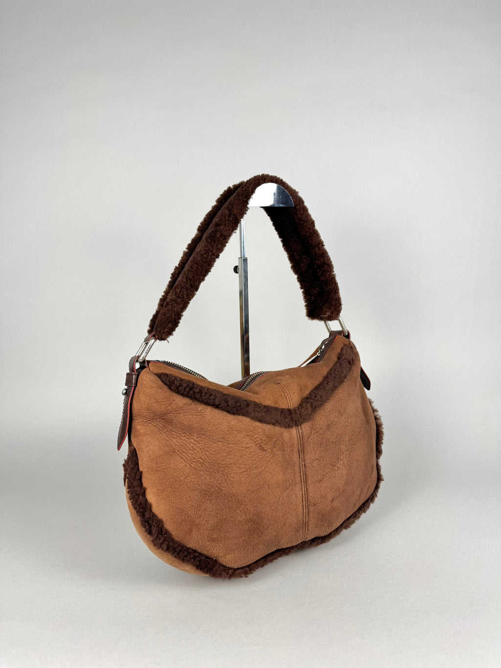 Marc Jacobs Brown Shearling Suede Pocket Shoulder