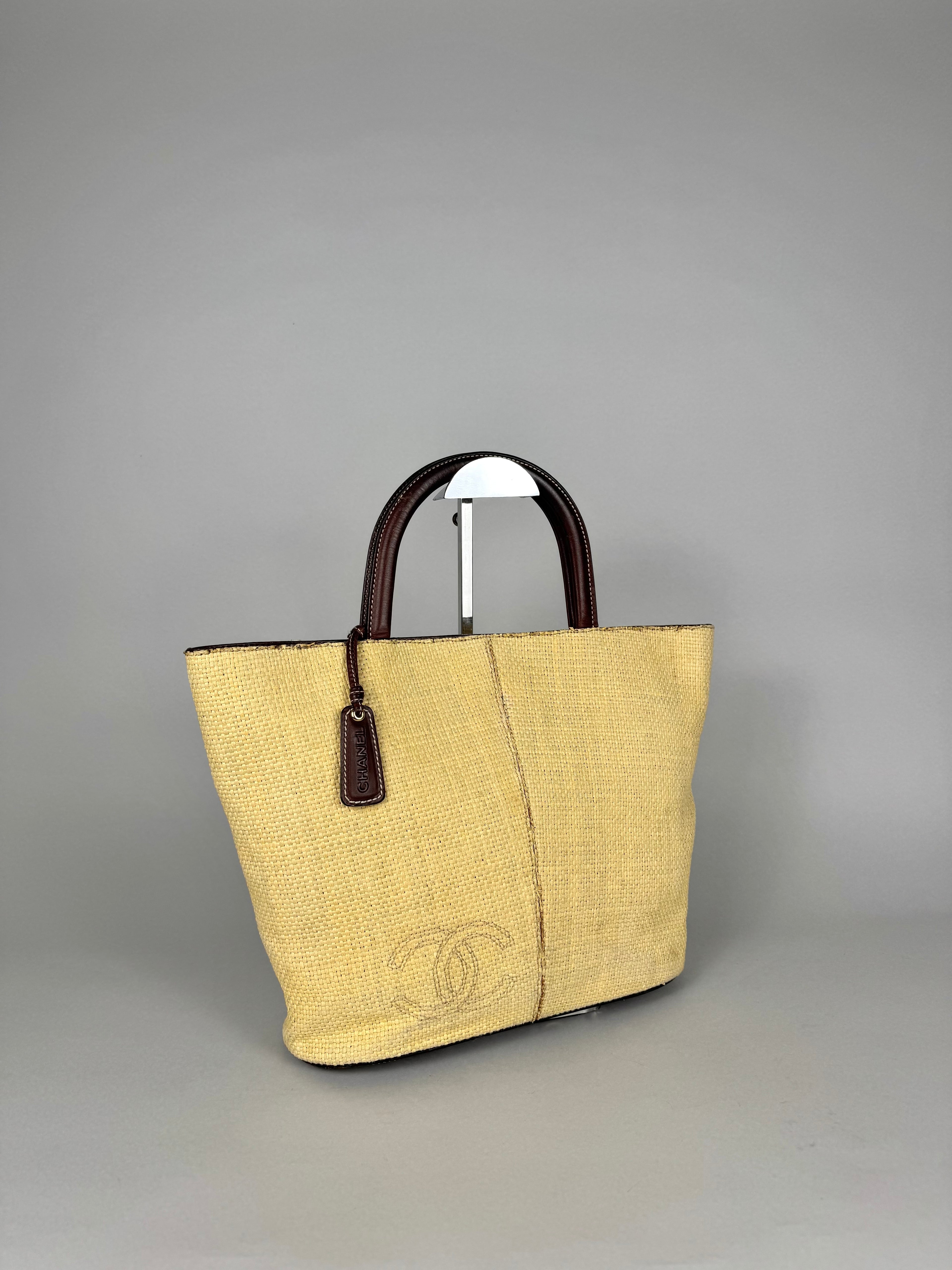 Chanel CC Raffia Handle Tote