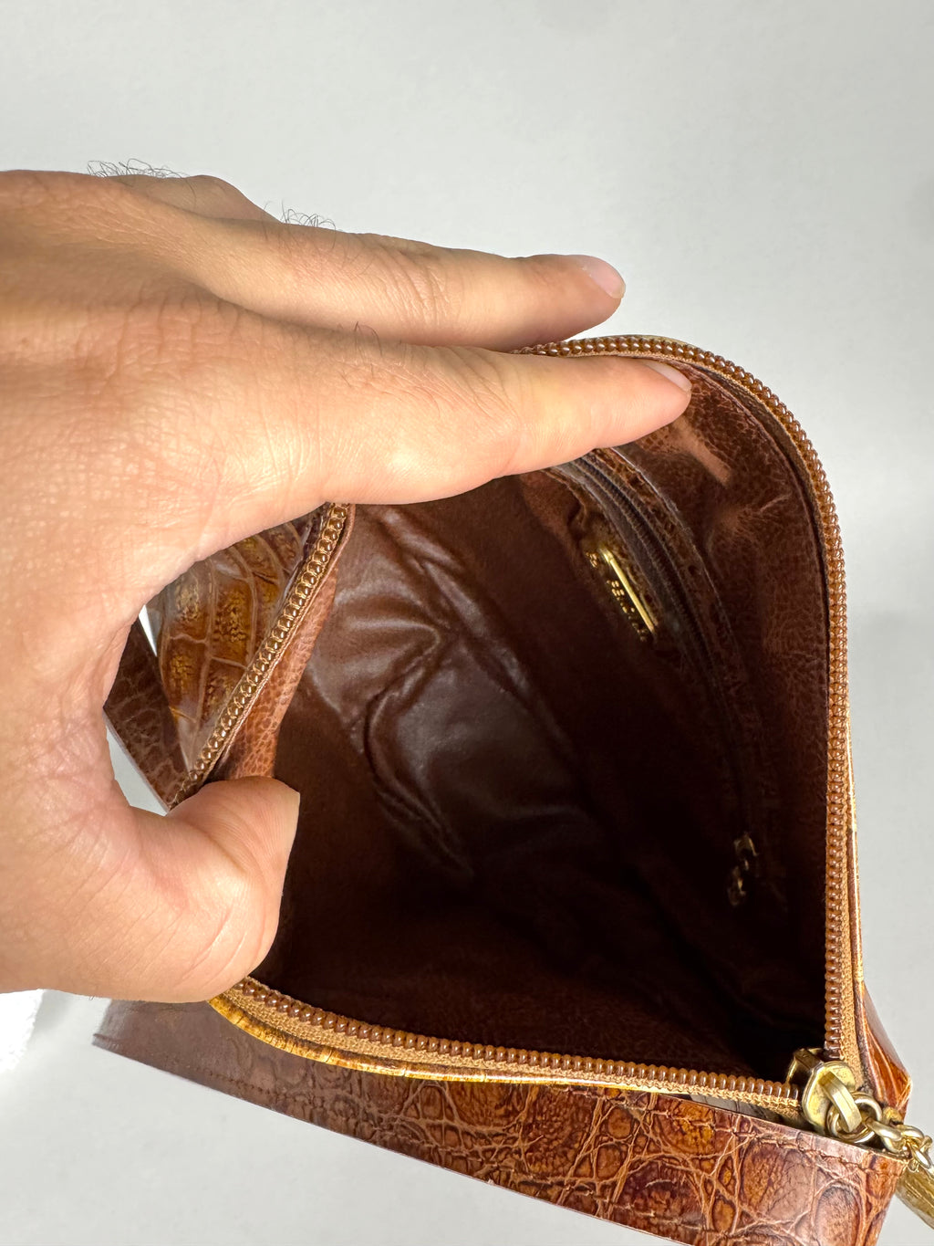 Fendi Janus Medallion Crocodile Embossed Leather Crossbody