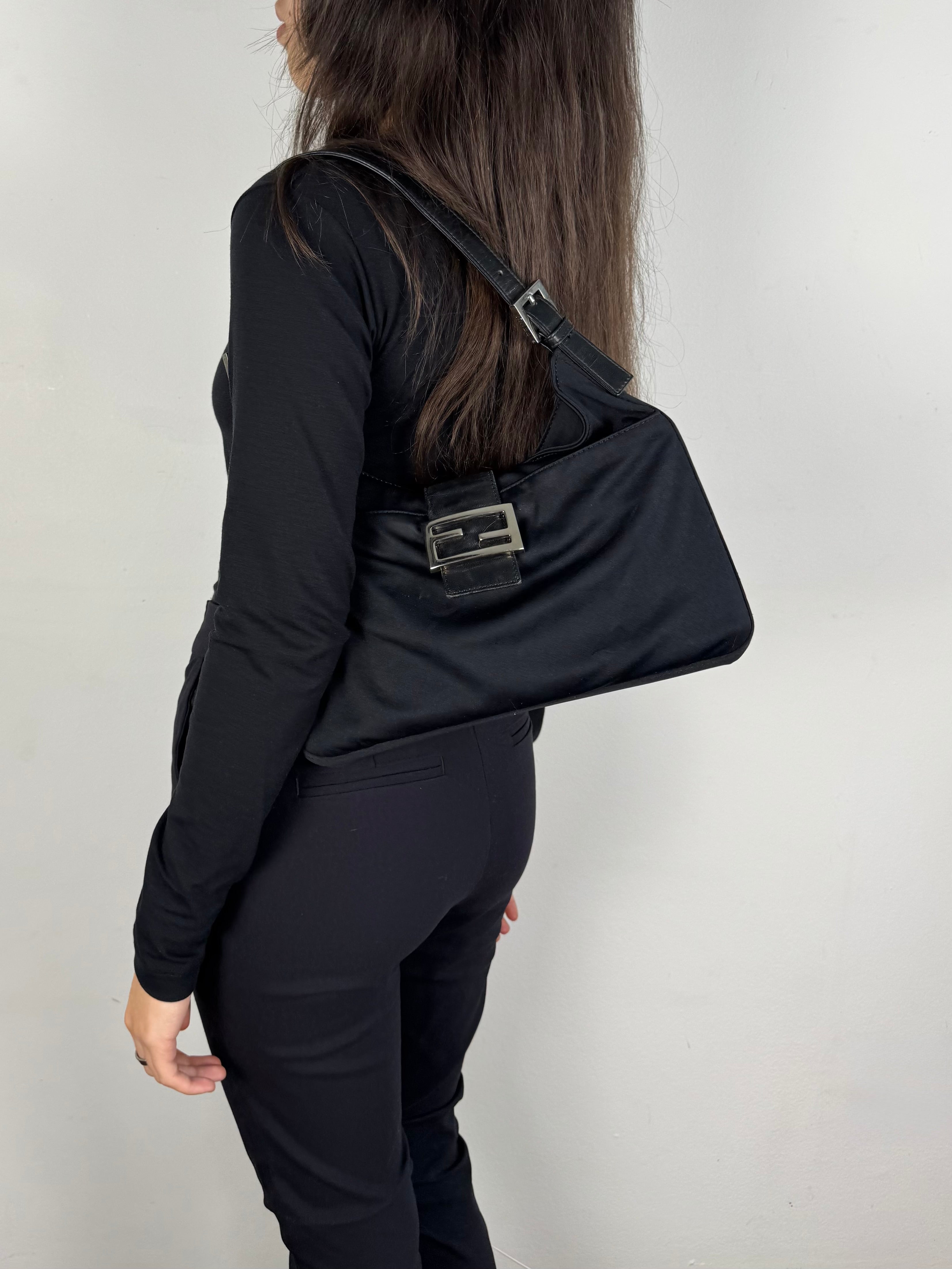 Fendi Fabric Forever Baguette Black Nylon