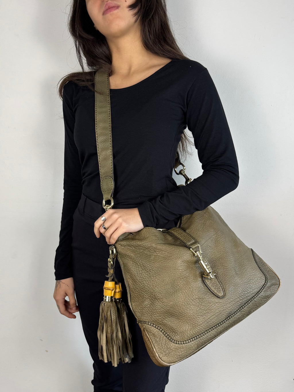Gucci New Jackie Hobo Leather Taupe