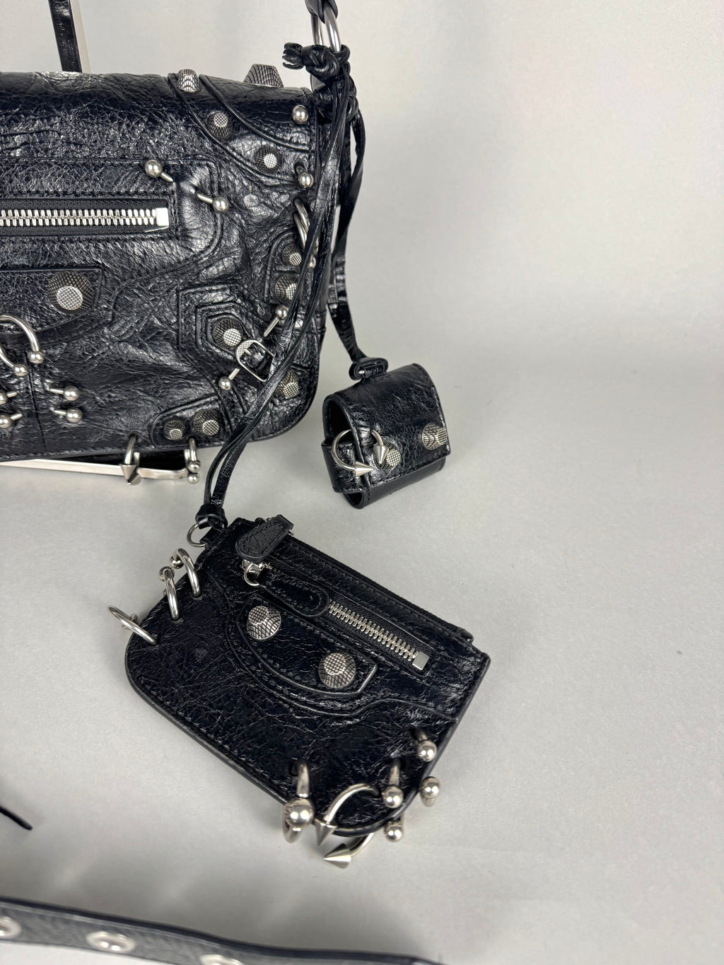 Balenciaga Agneau Arena XS Piercing Le Cagole Flap Bag Leather Black