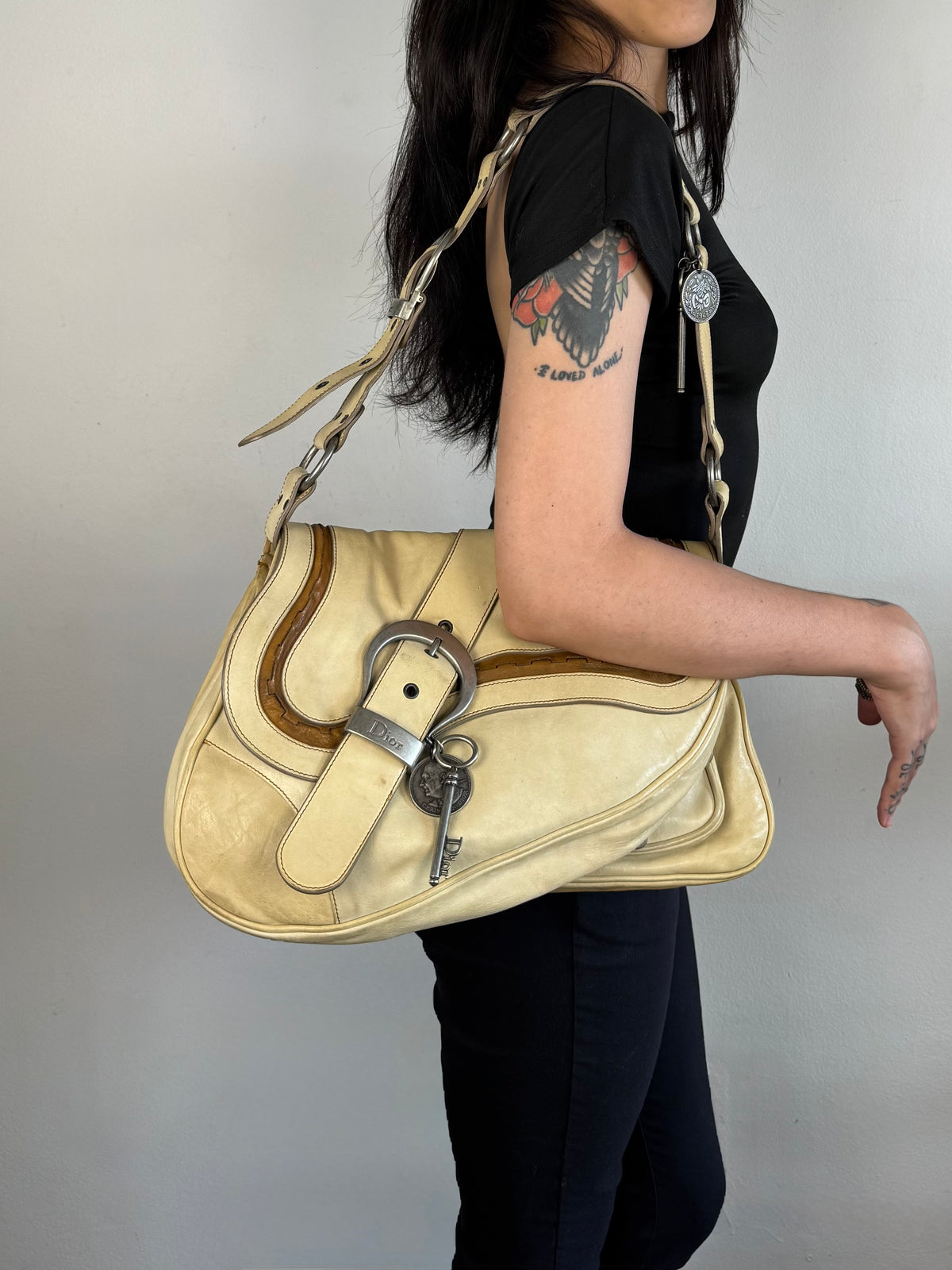 Christian Dior Gaucho Double Leather Off White