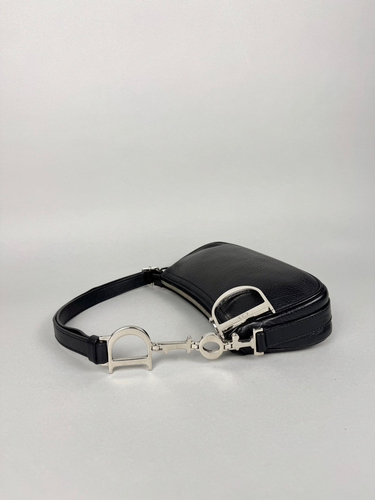 Christian Dior D Charms Black Leather Pochette