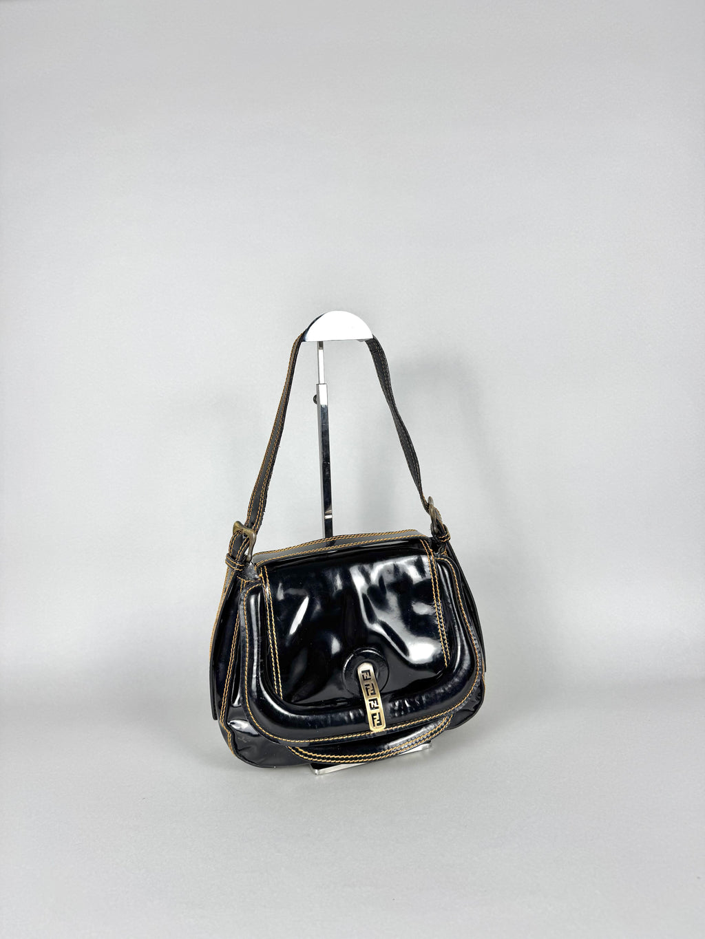 Fendi Patent Leather B Black