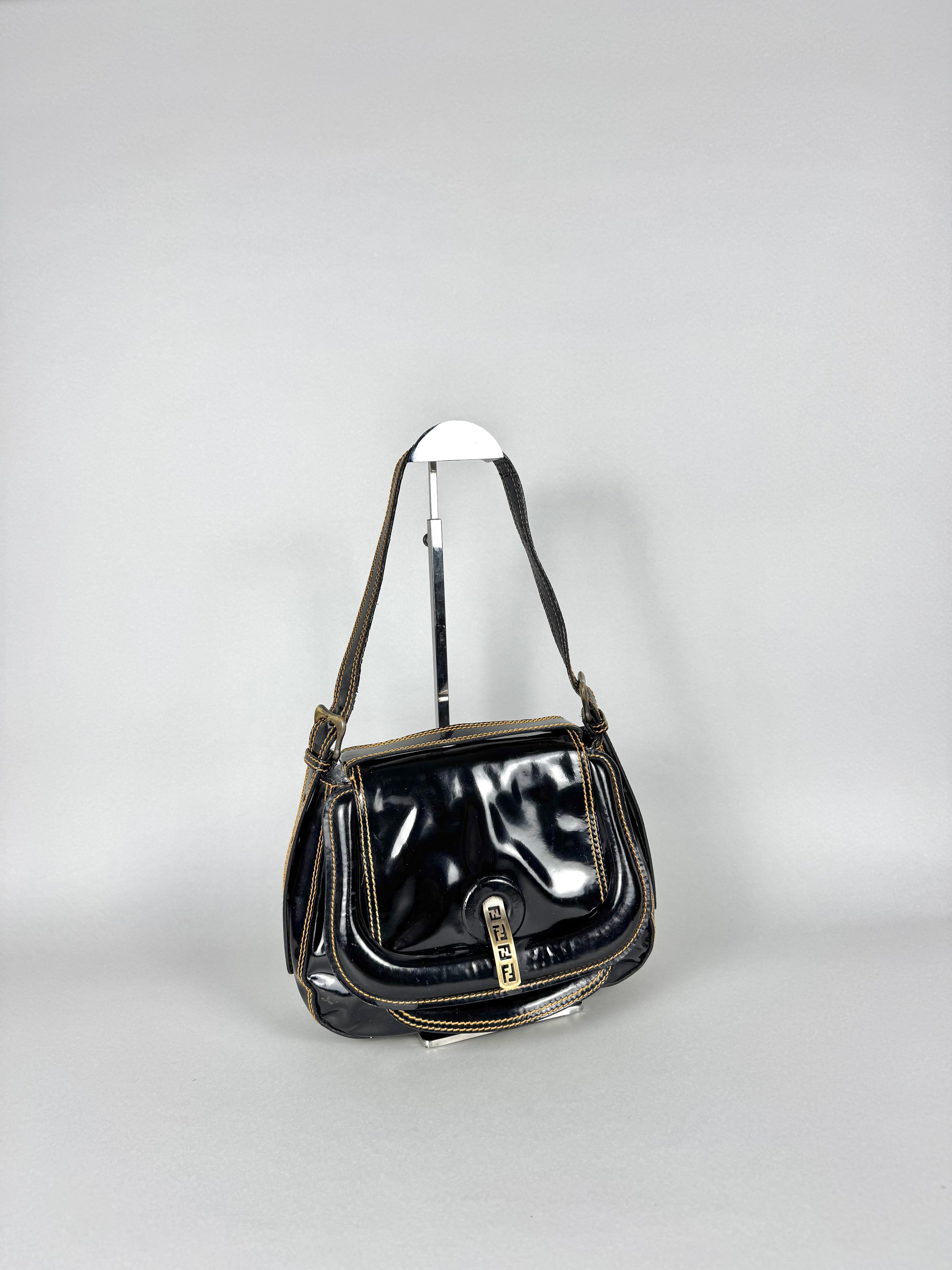 Fendi Patent Leather B Black