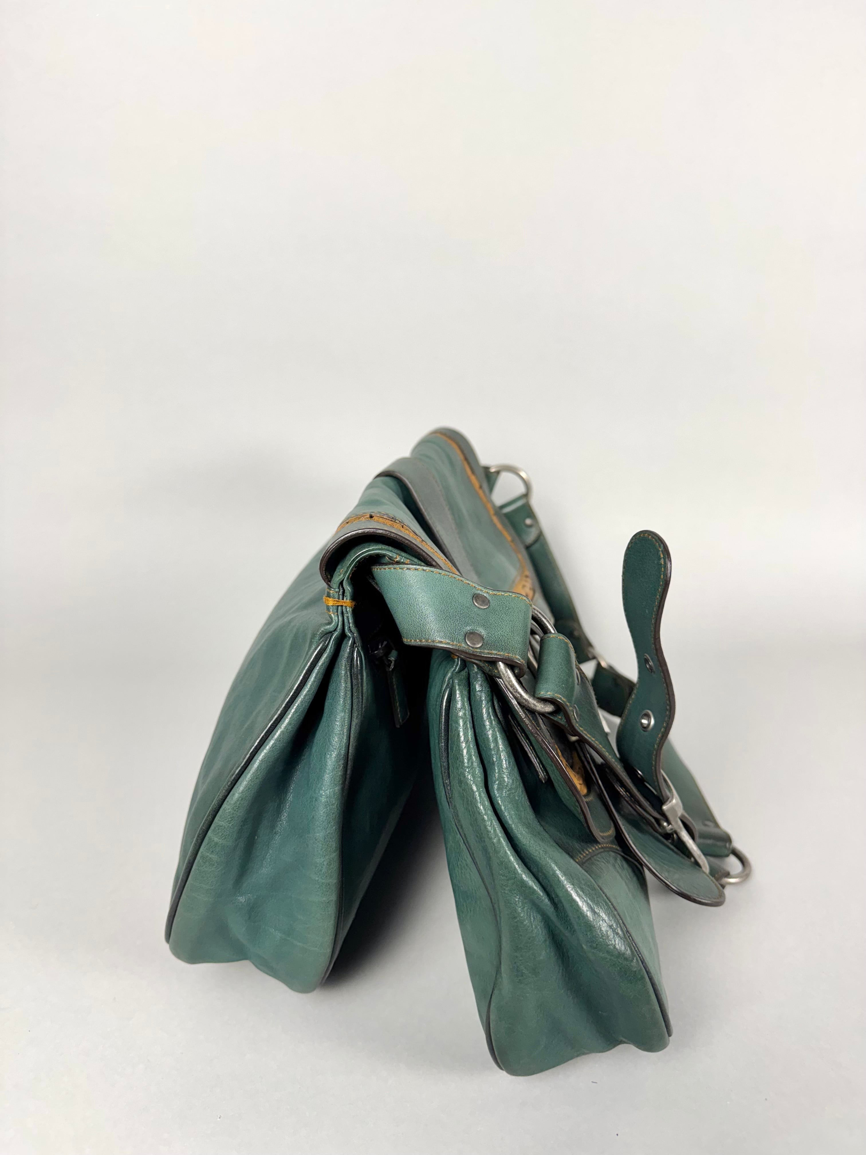 Christian Dior Gaucho Double Leather Green