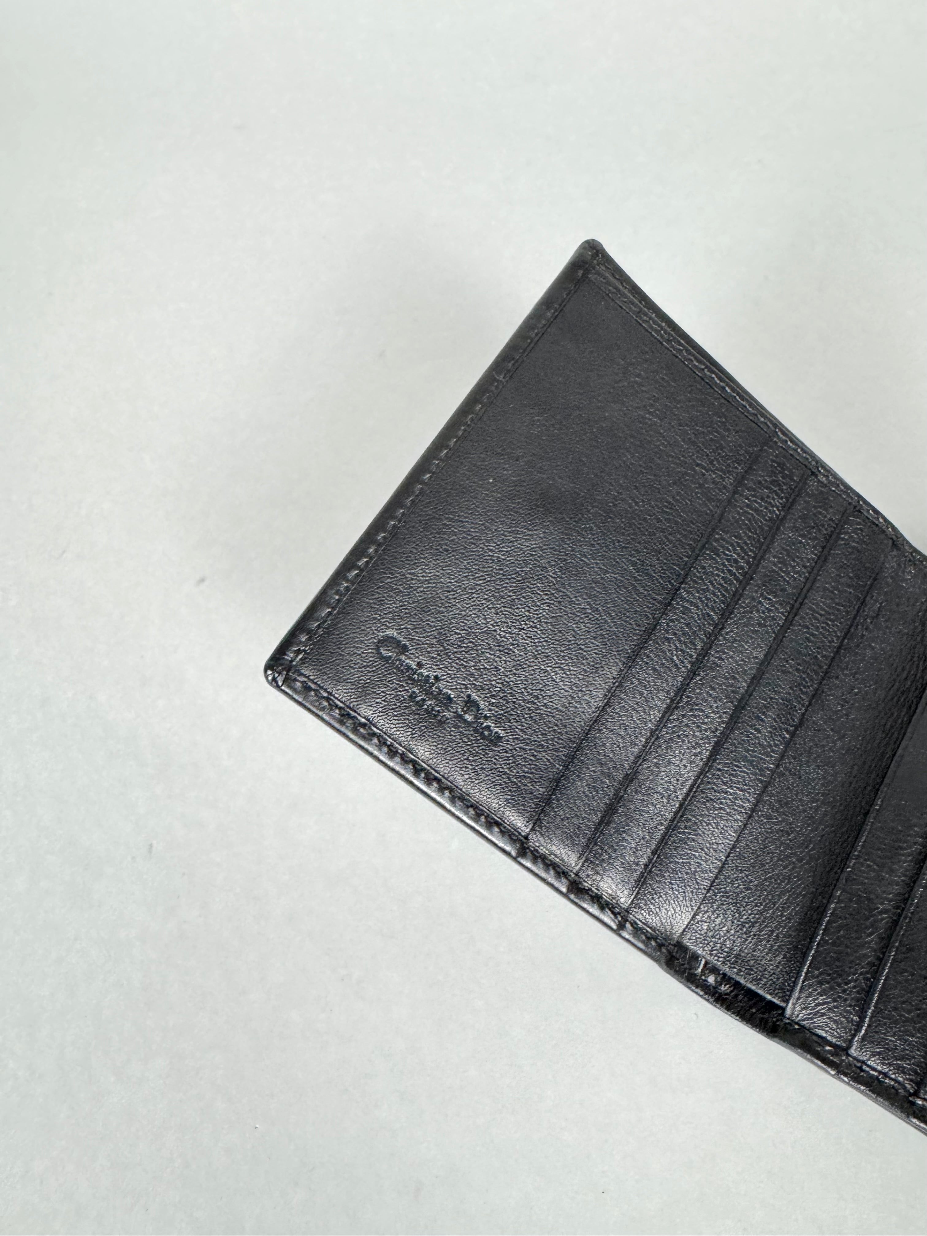 Christian Dior Logo Black Leather Wallet
