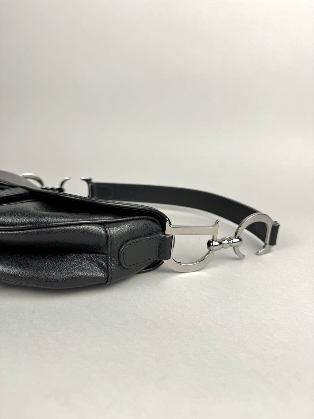 Christian Dior Black Leather Saddle Bag