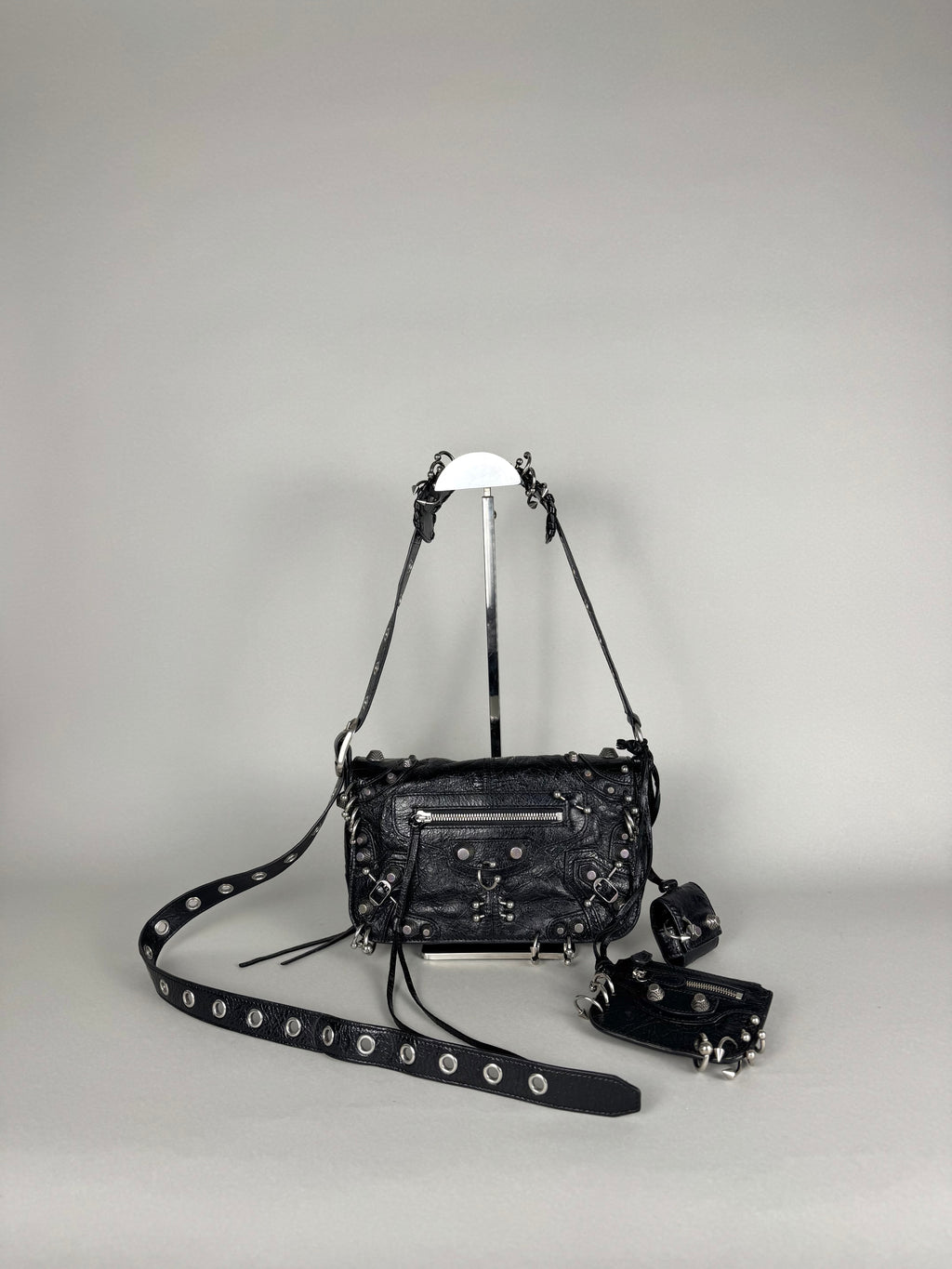 Balenciaga Agneau Arena XS Piercing Le Cagole Flap Bag Leather Black
