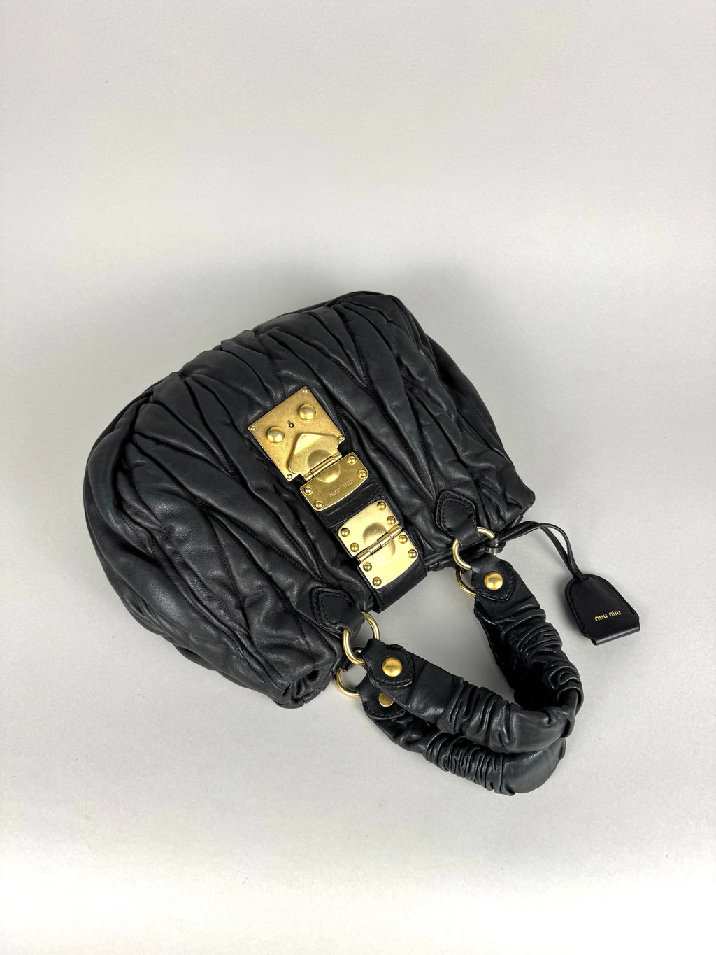Miu Miu Coffer Matelasse Lambskin Leather Black