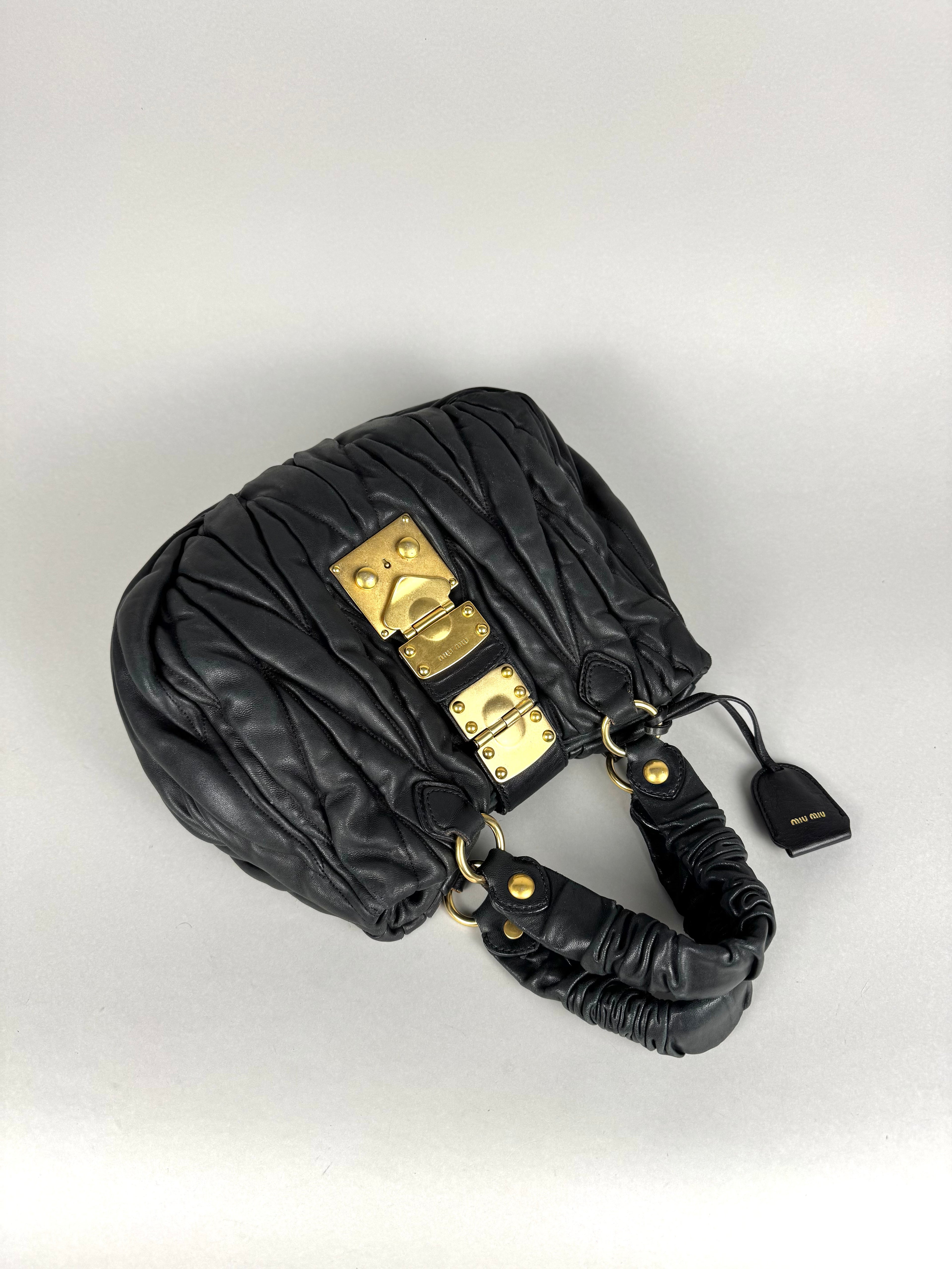Miu Miu Coffer Matelasse Lambskin Leather Black
