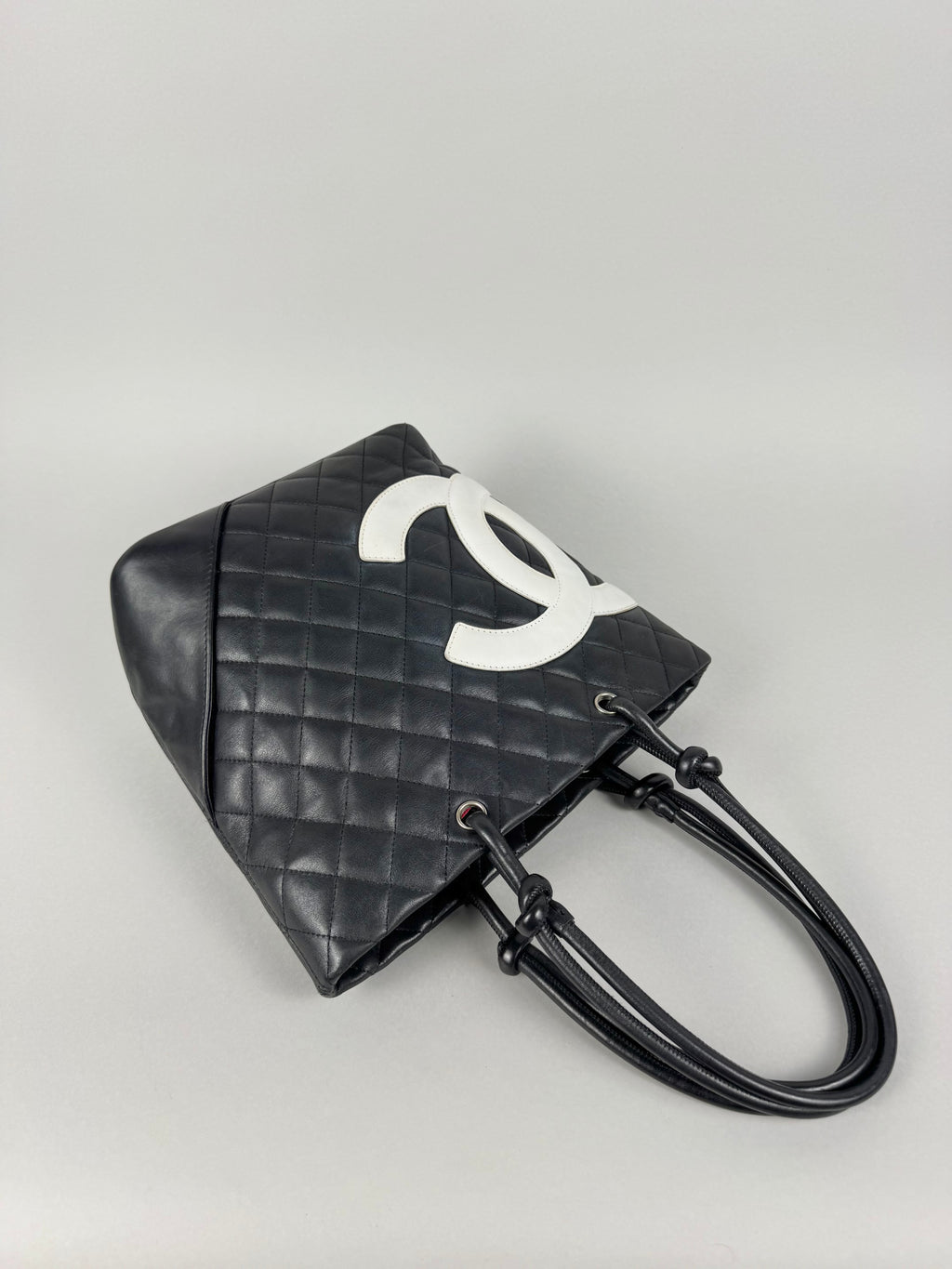 Chanel Cambon Calfskin Black Leather Quilted Medium Tote
