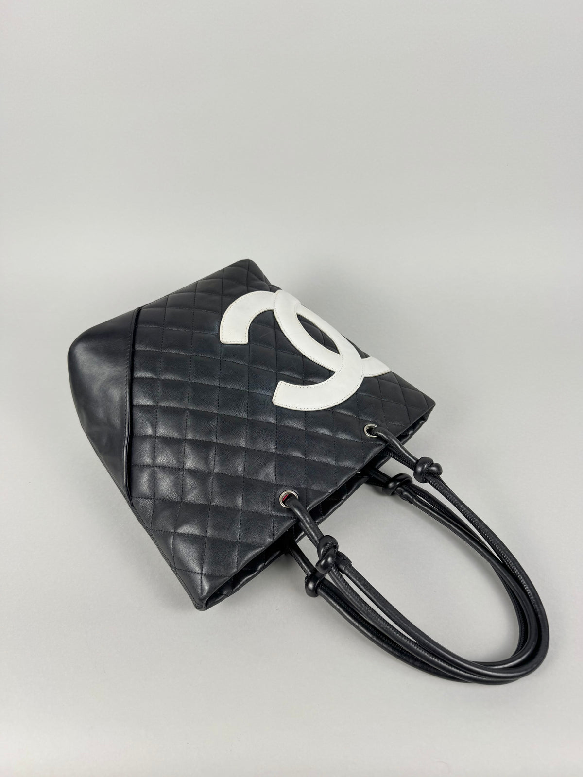 Chanel Cambon Calfskin Black Leather Quilted Medium Tote
