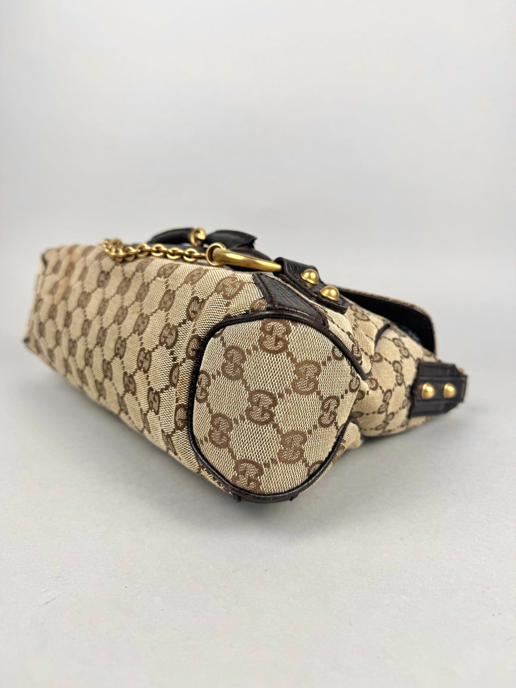 Gucci Monogram Horsebit Chain Flap Brown