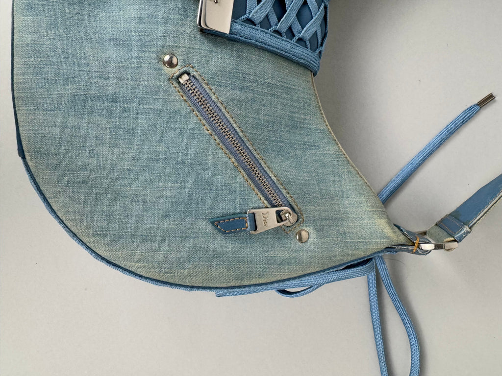 Christian Dior Denim Admit It Lace Up Corset Blue
