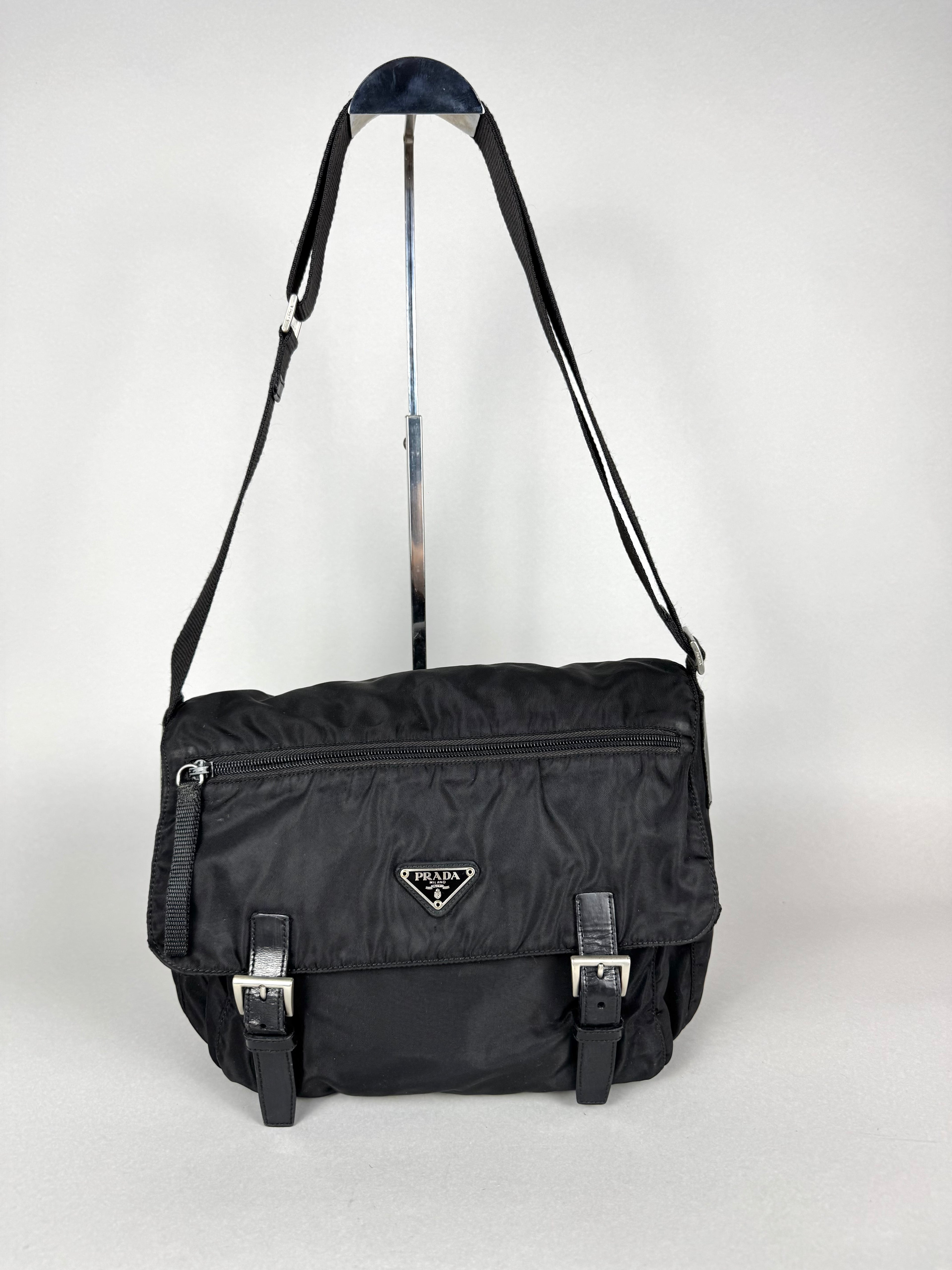 Prada Black Nylon Messenger Bag