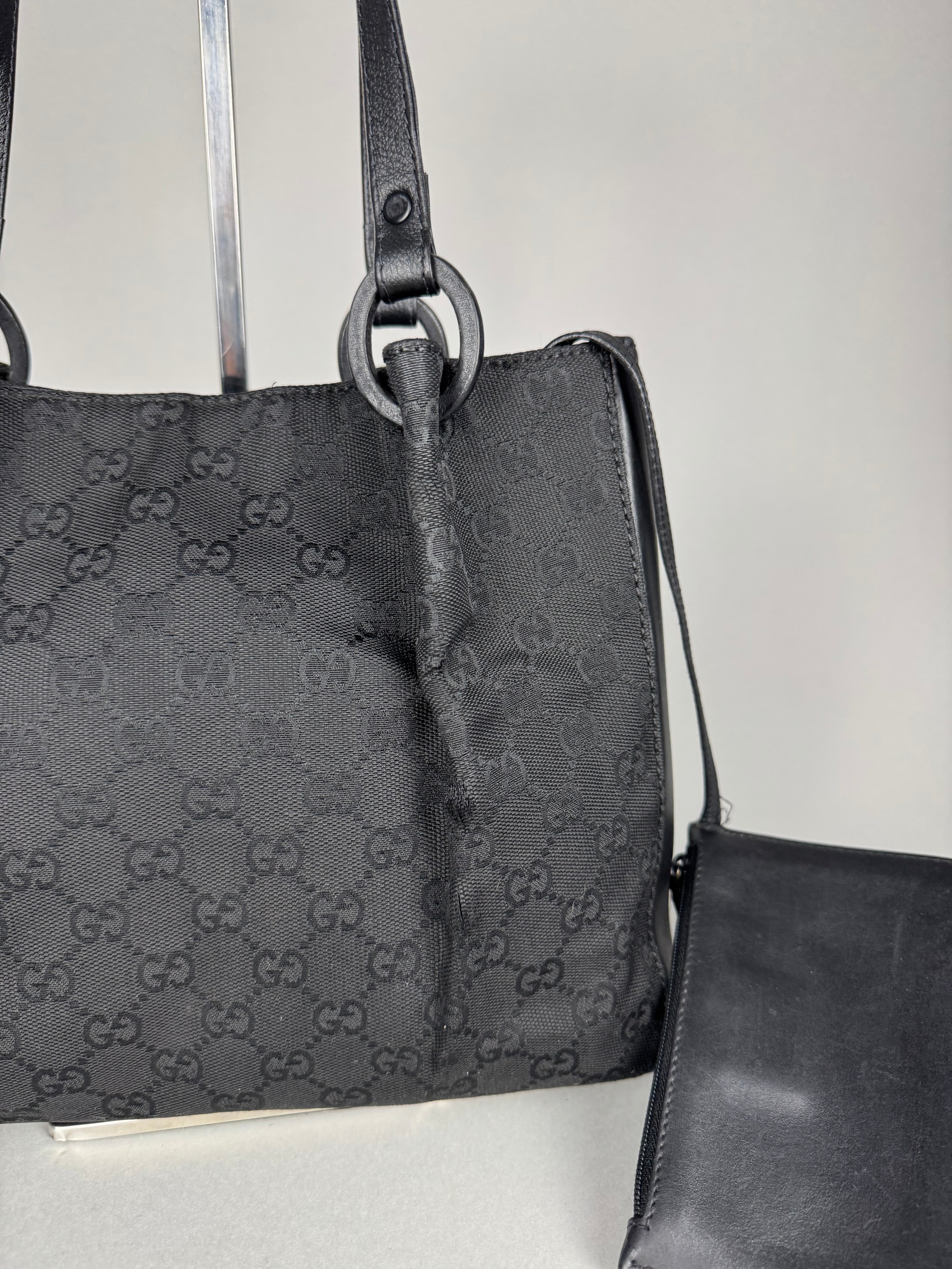 Gucci Monogram Black Tote with Pouch