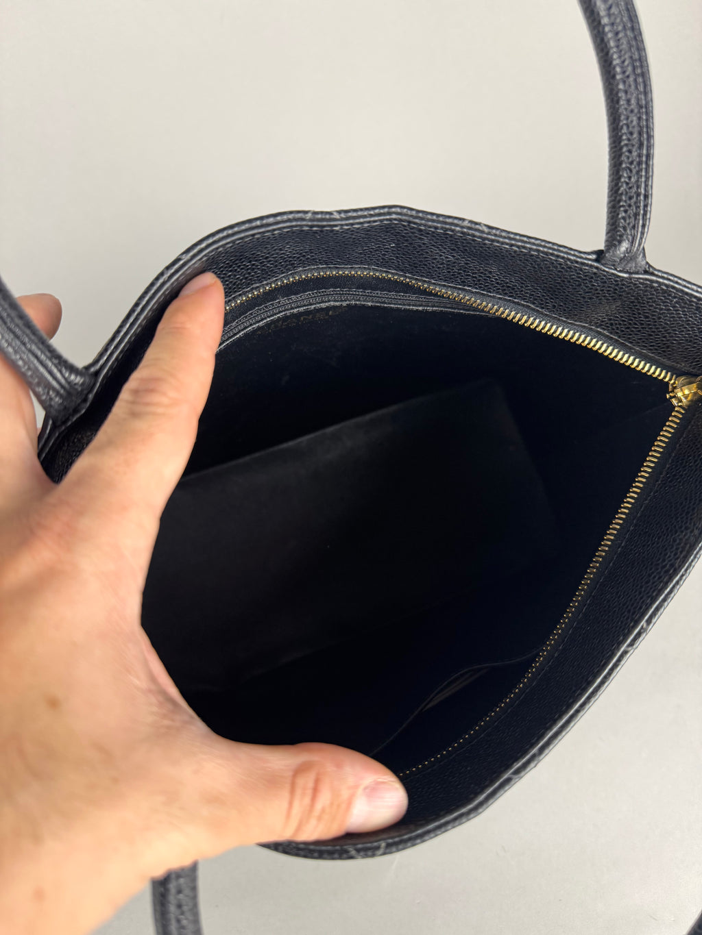 Chanel Medallion Black Leather Caviar Tote