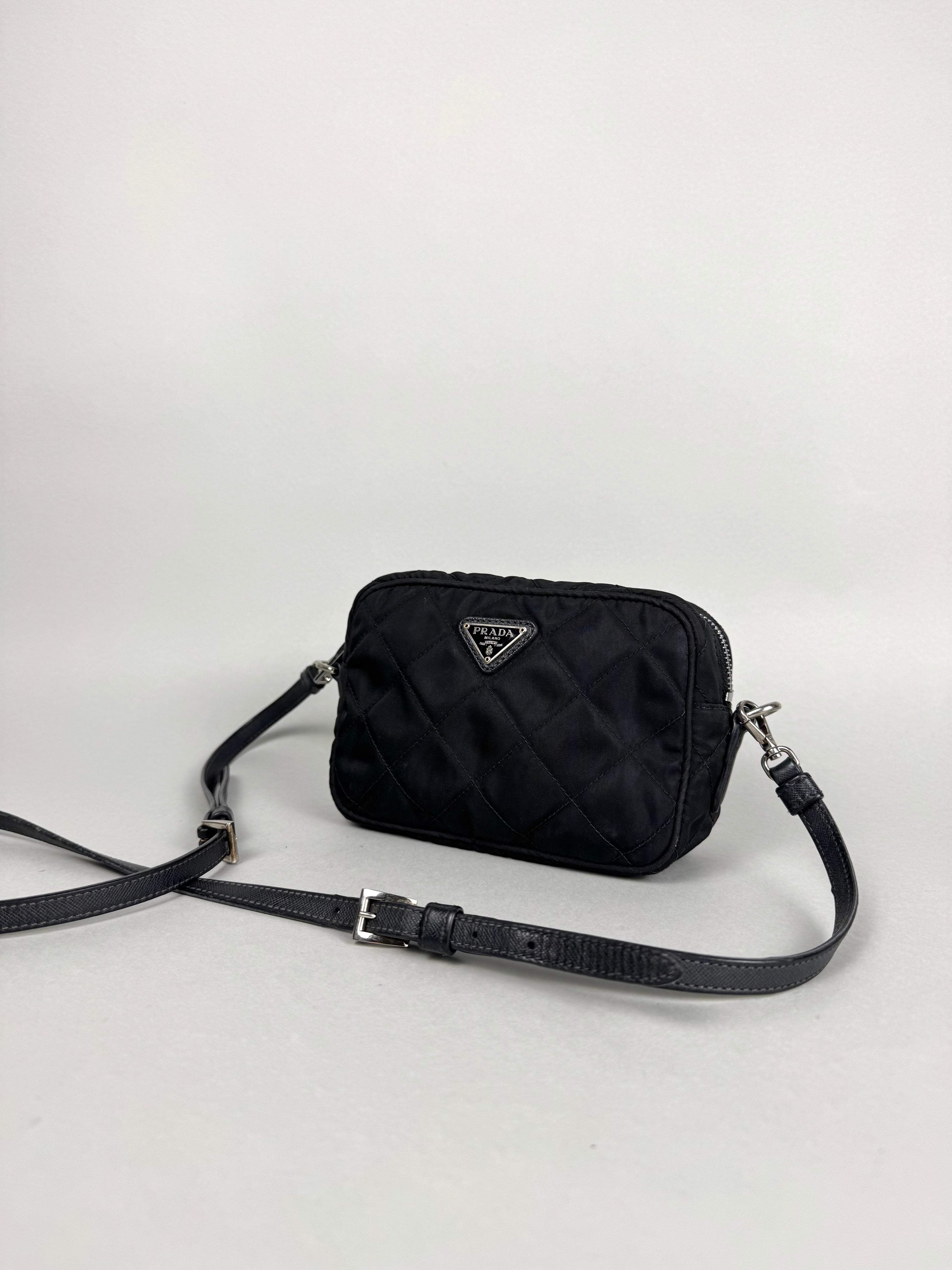 Prada Tessuto Black Nylon Impuntu Quilted Crossbody