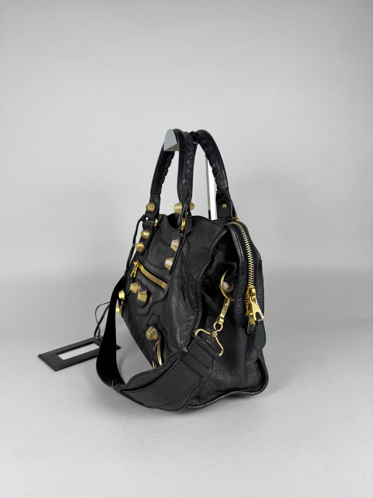Balenciaga Agneau 21 Gold Hardware City Black Leather
