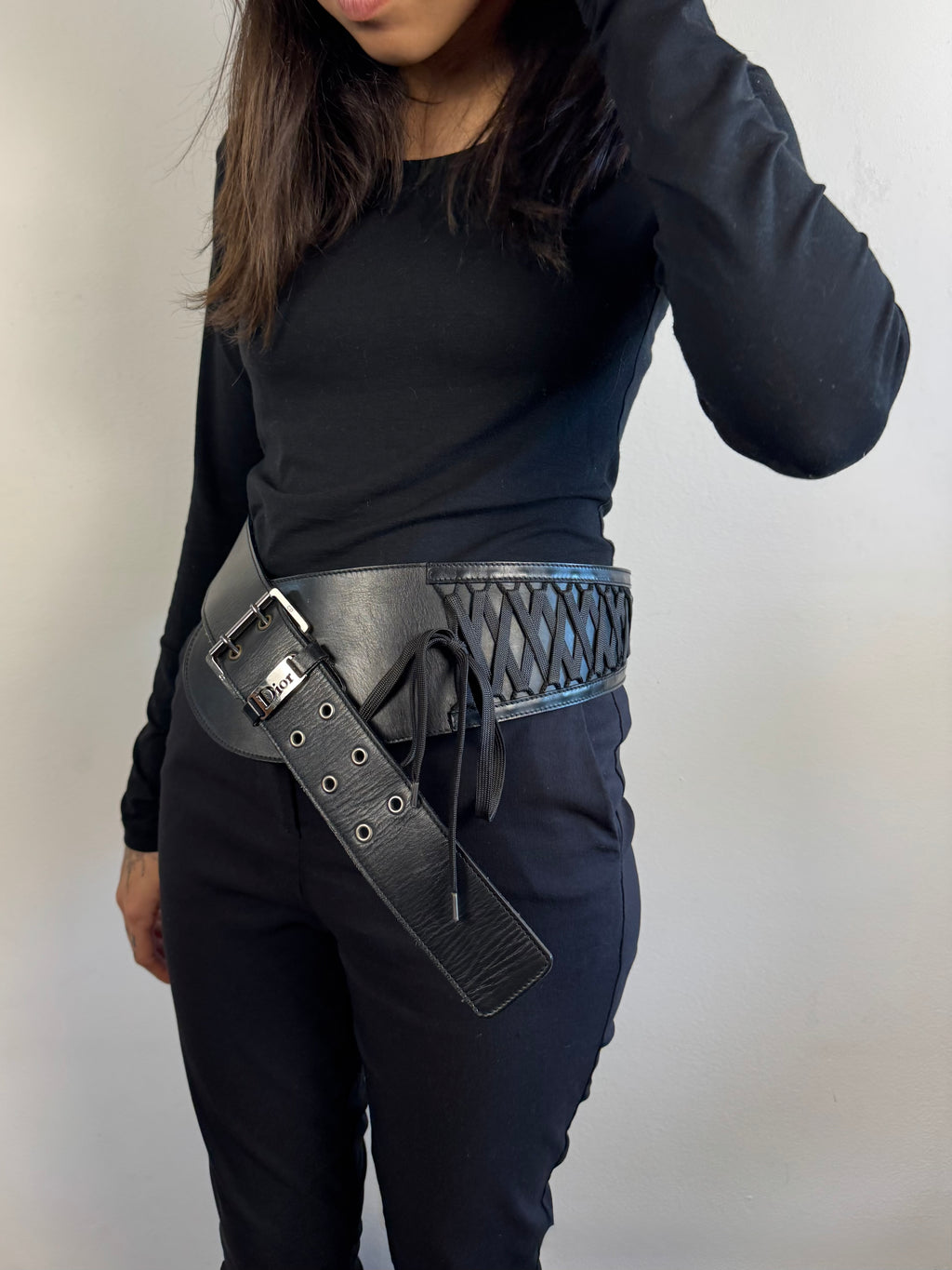 Christian Dior Admit it Corset Black Leather Belt