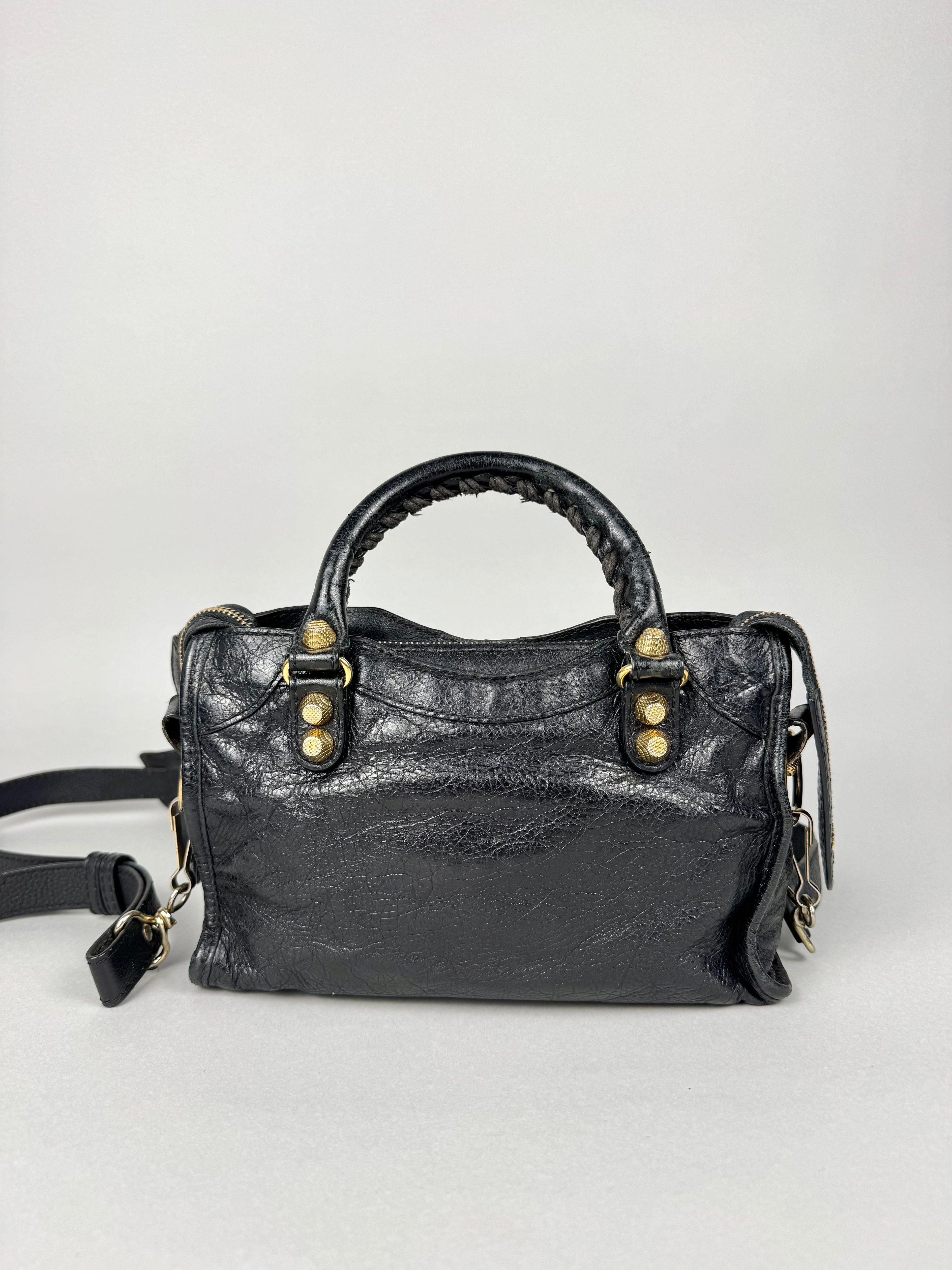 Balenciaga Agneau Mini City Black Leather