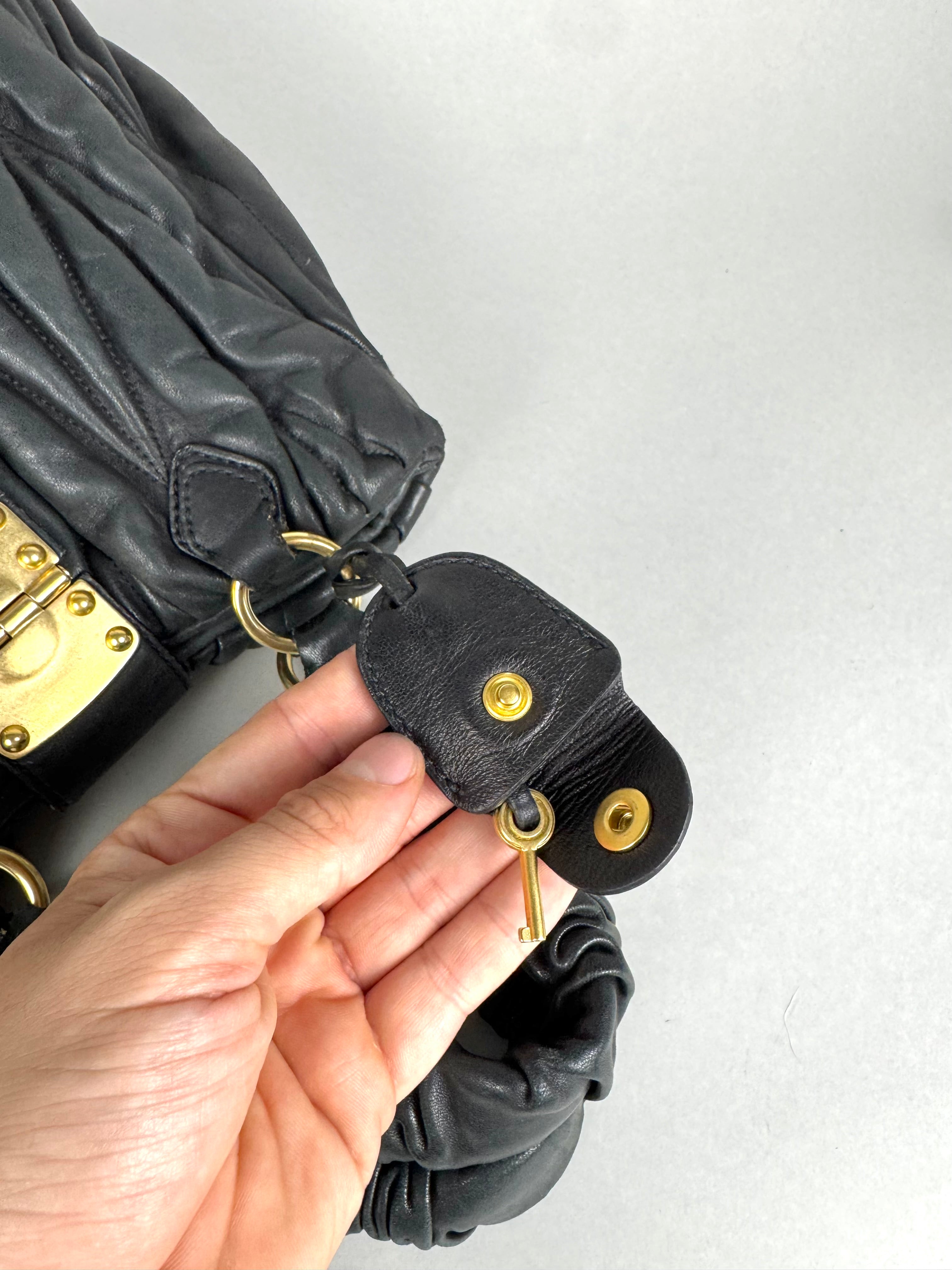 Miu Miu Coffer Matelasse Lambskin Leather Black