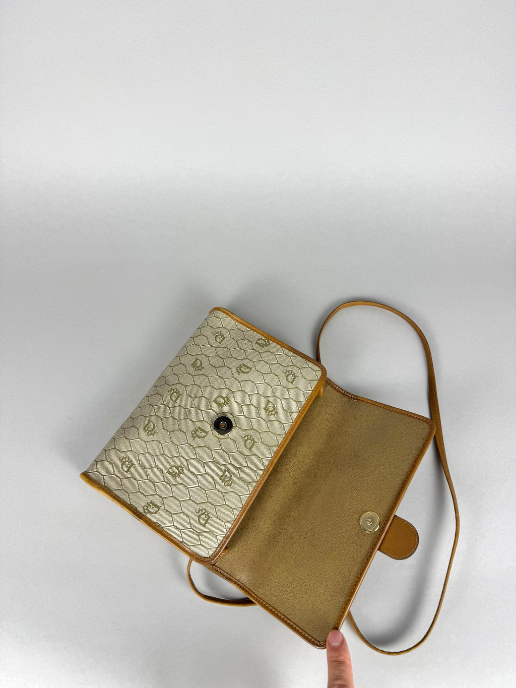 Christian Dior 20th Century Honeycomb Leather and Canvas
