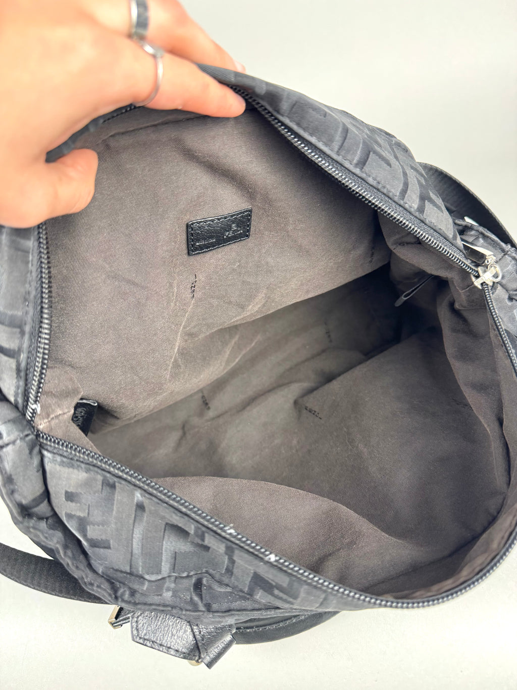 Fendi Monogram Zucca Zip Code Shoulder