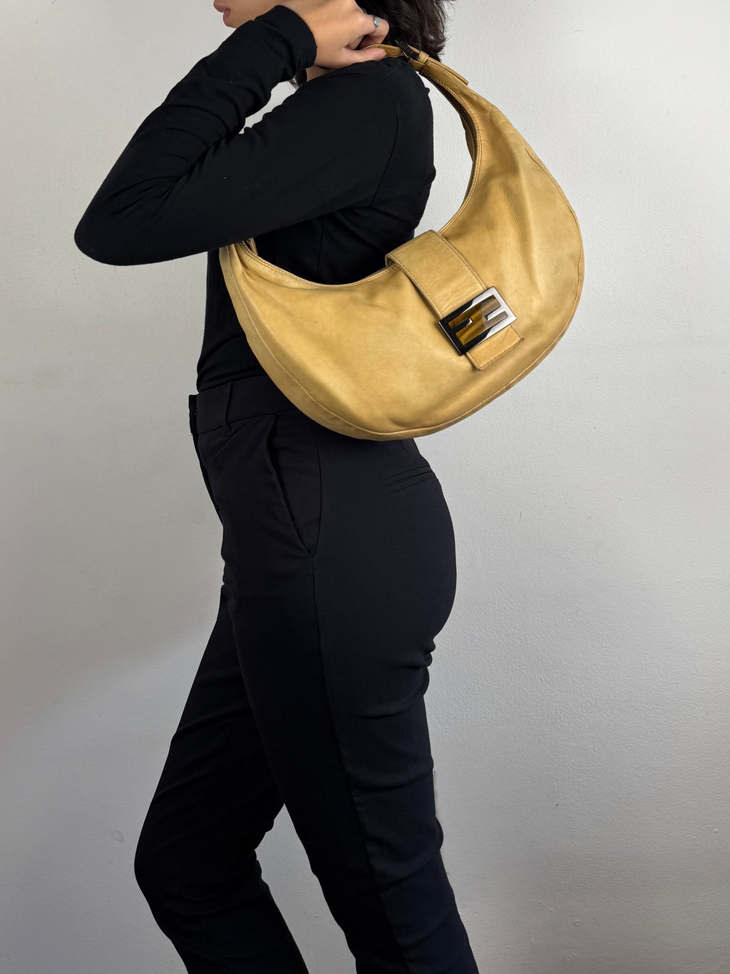Fendi Croissant Lambskin Leather