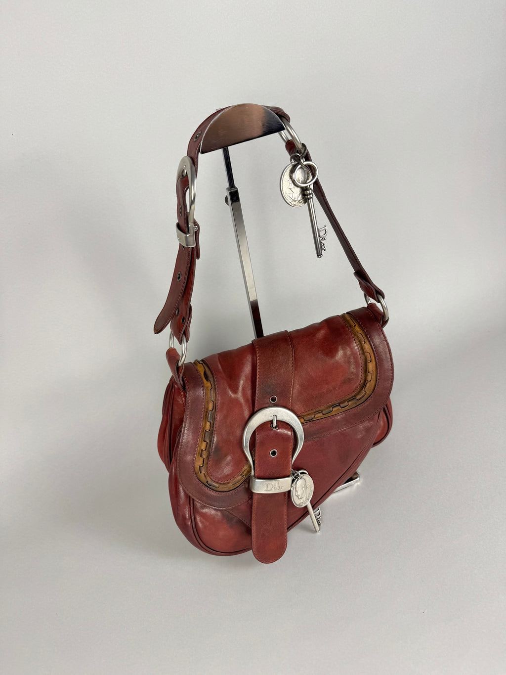 Christian Dior Gaucho Double Red Leather