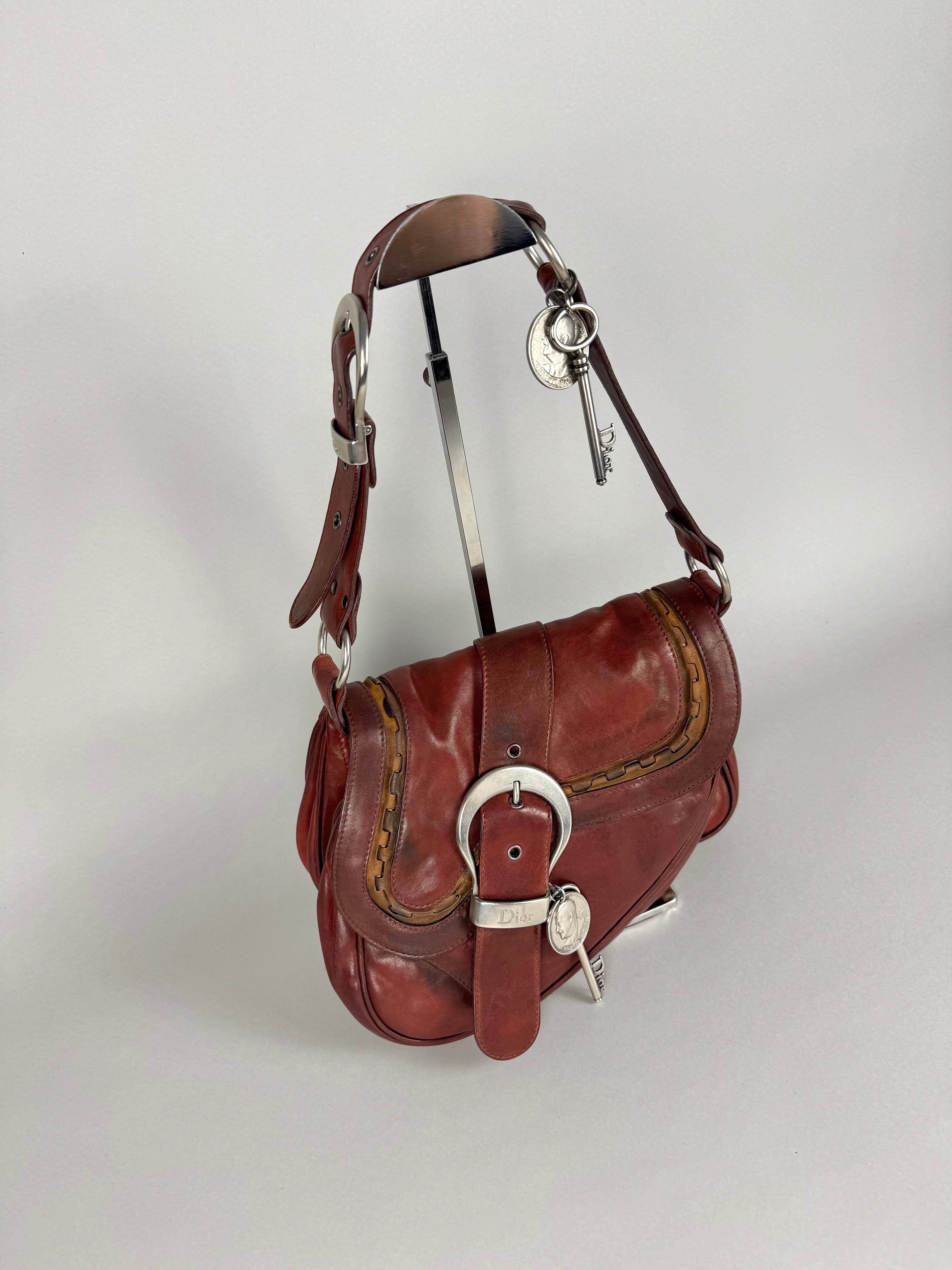 Christian Dior Gaucho Double Red Leather