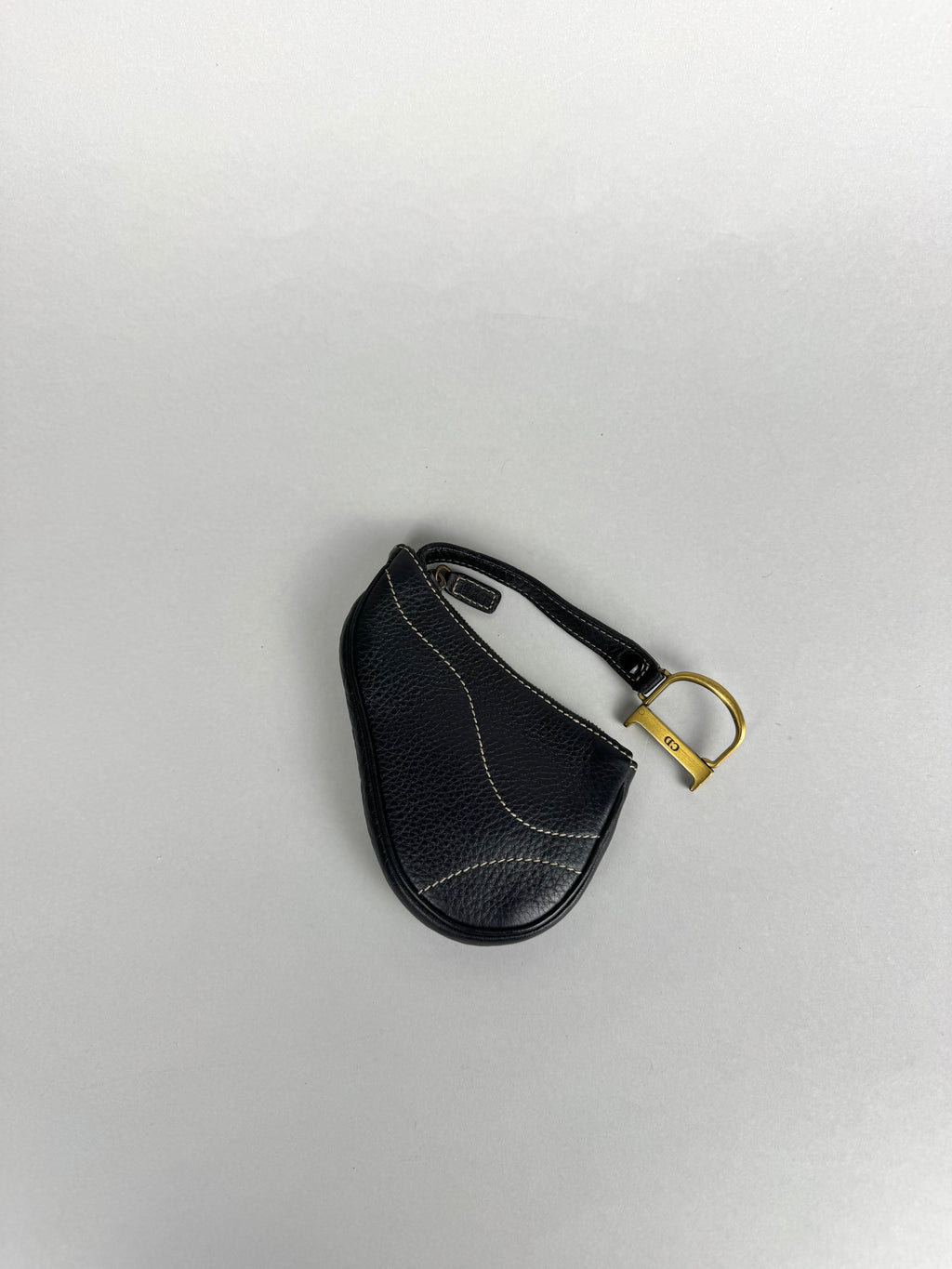 Christian Dior Saddle Wallet Card D Charm Black Leather