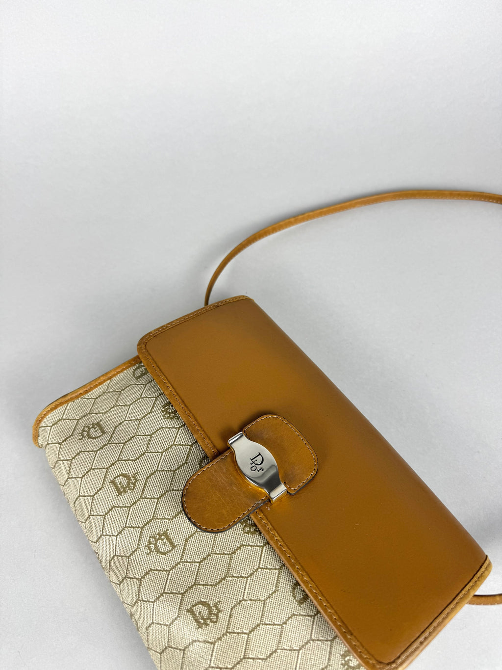 Christian Dior 20th Century Honeycomb Leather and Canvas