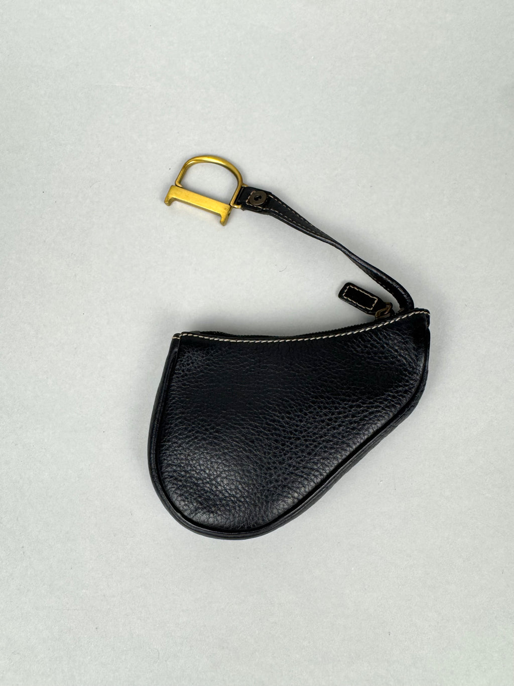 Christian Dior Saddle Wallet Card D Charm Black Leather