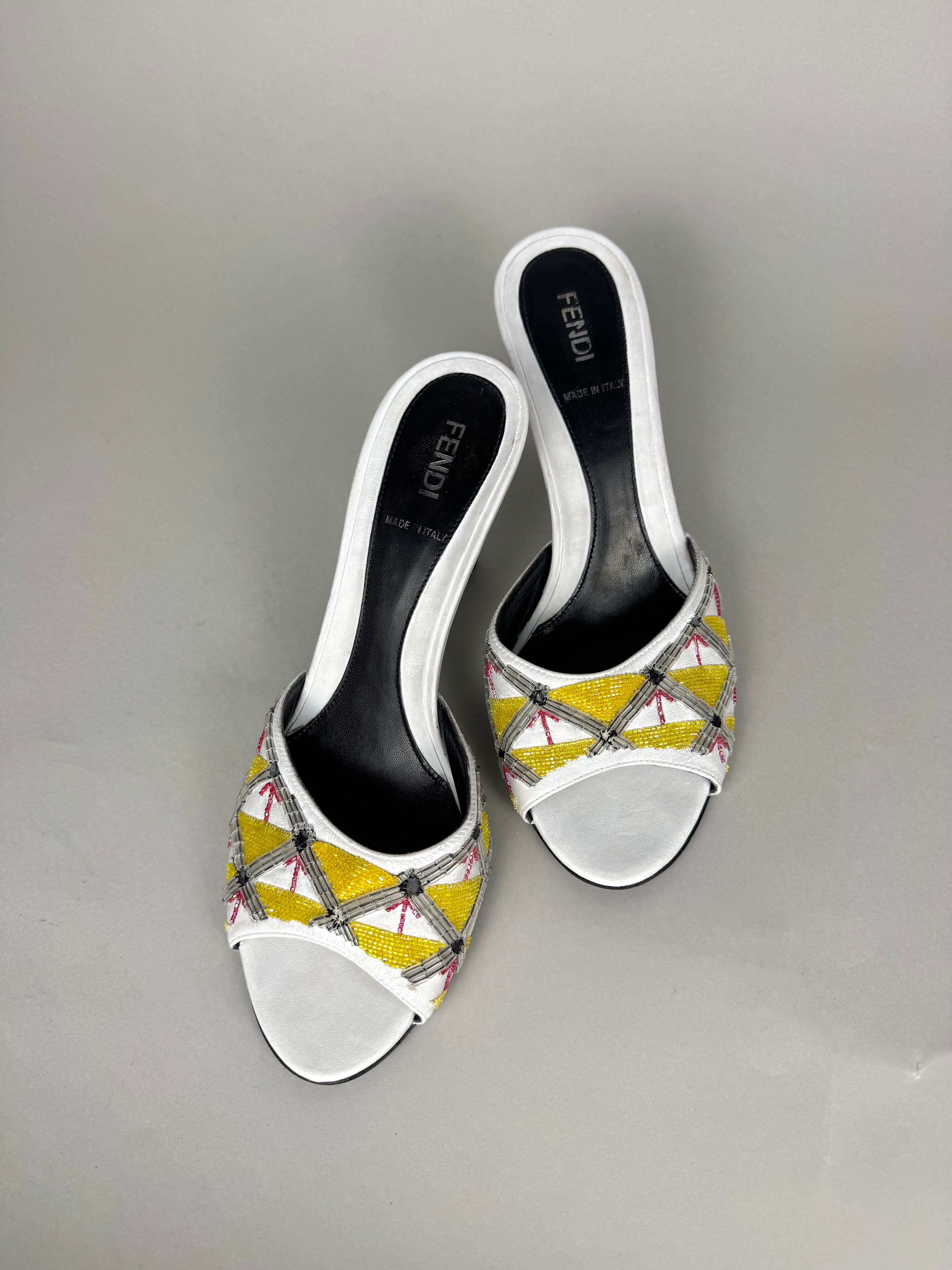 Fendi Embroidered Leather Heels