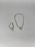 Christian Dior Crystal Star Pierced Choker Necklace Silver and Bracelet