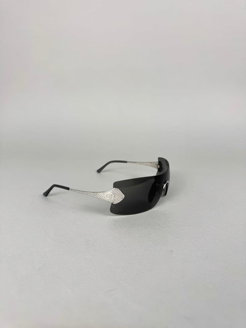 Christian Dior Alek Wek Runway Swarovski Gold Plated Sunglasses