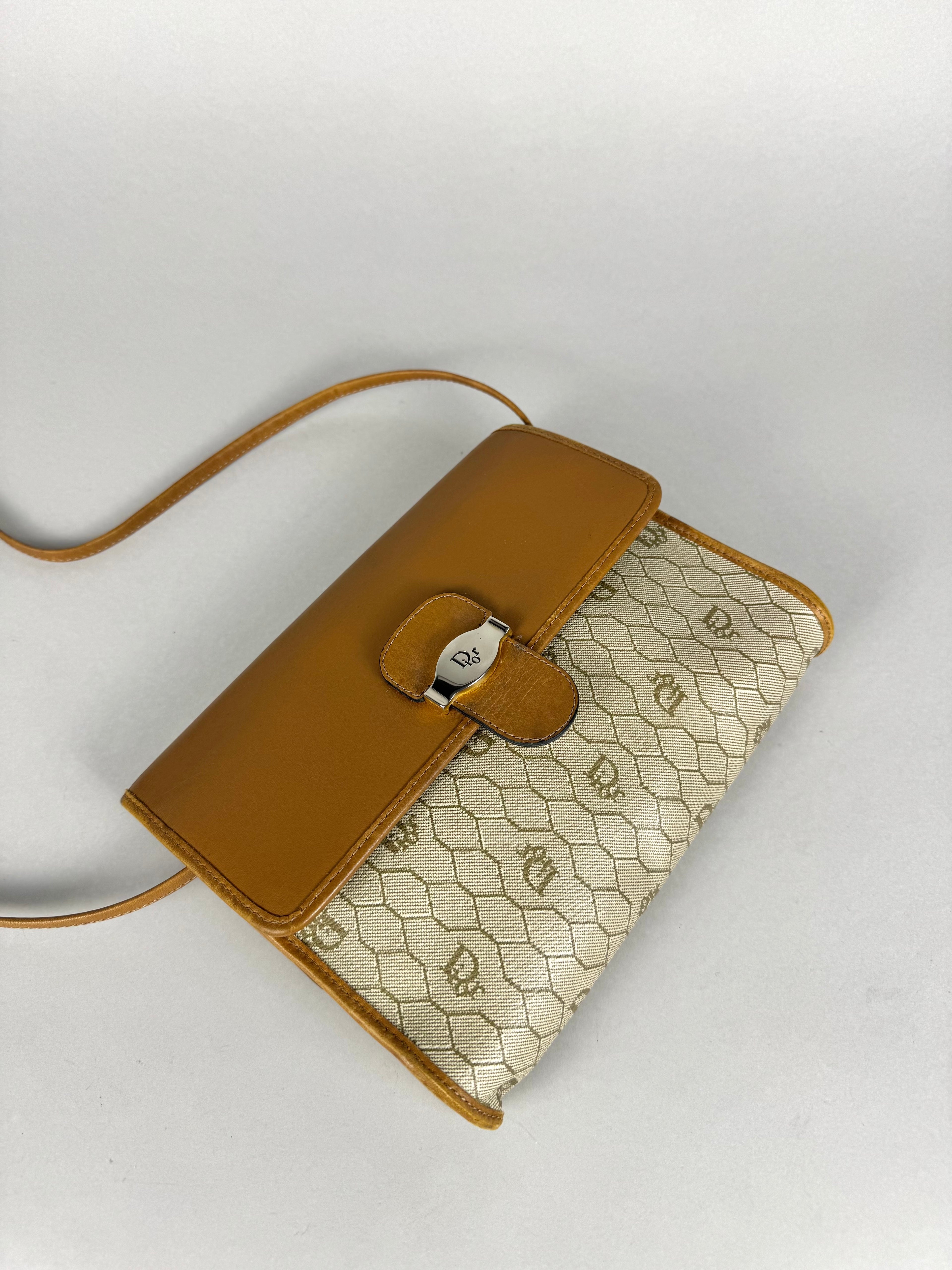 Christian Dior 20th Century Honeycomb Leather and Canvas