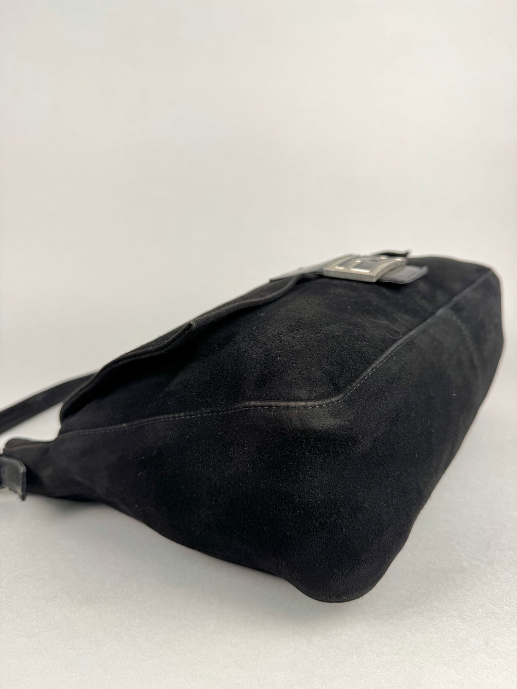 Fendi Mamma Baguette Black Suede Leather