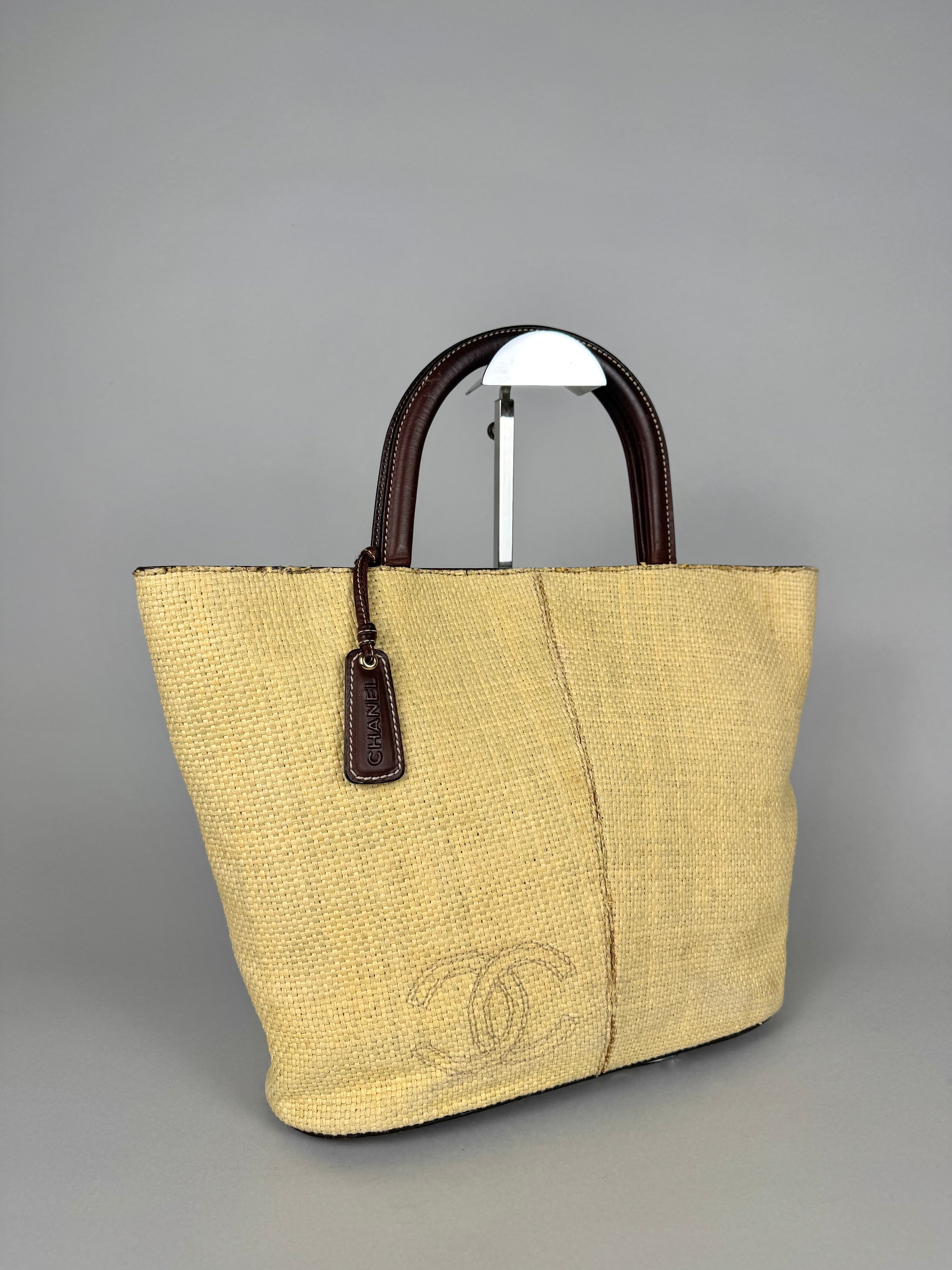 Chanel CC Raffia Handle Tote
