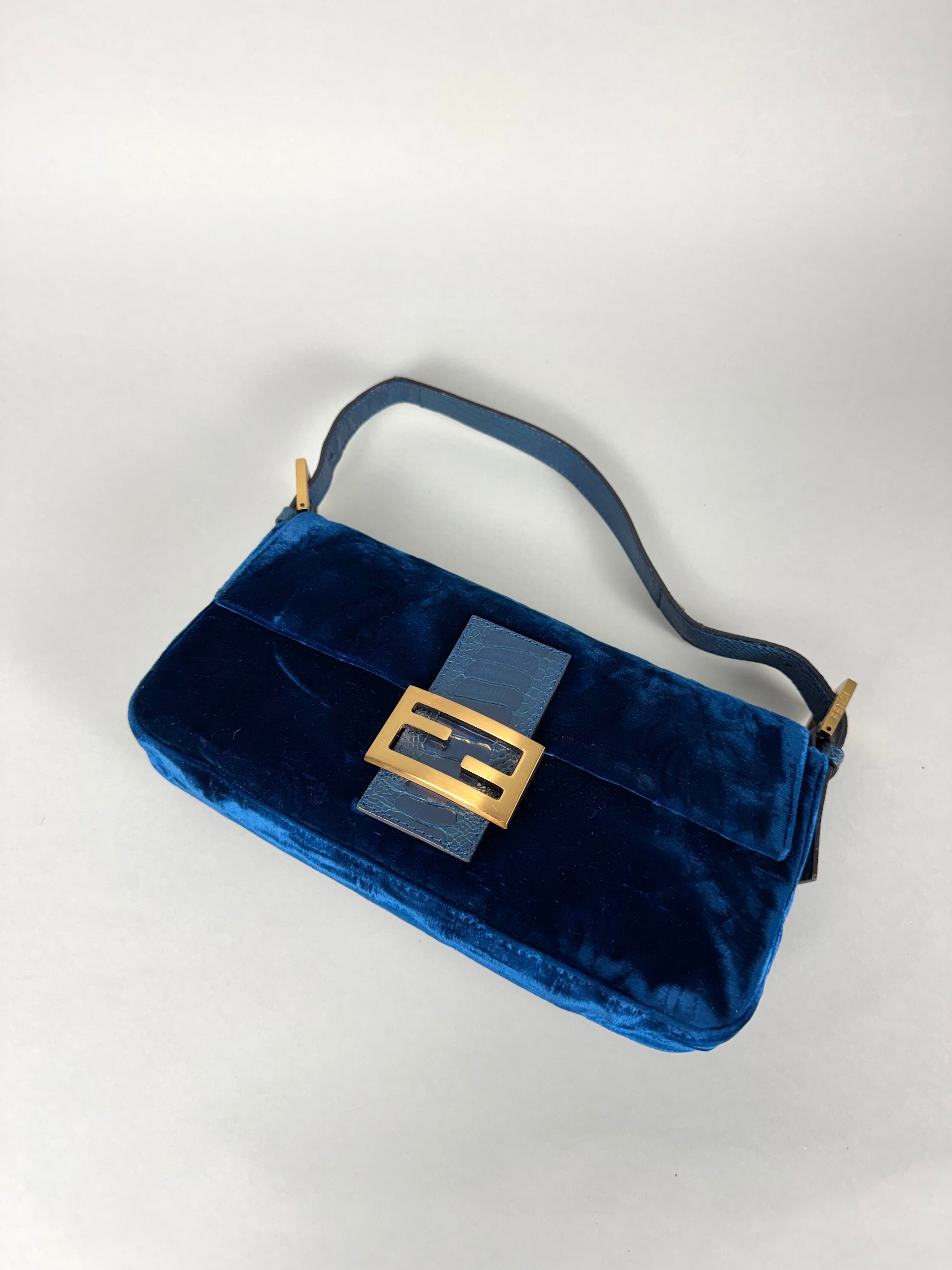 Fendi Baguette Blue Velvet
