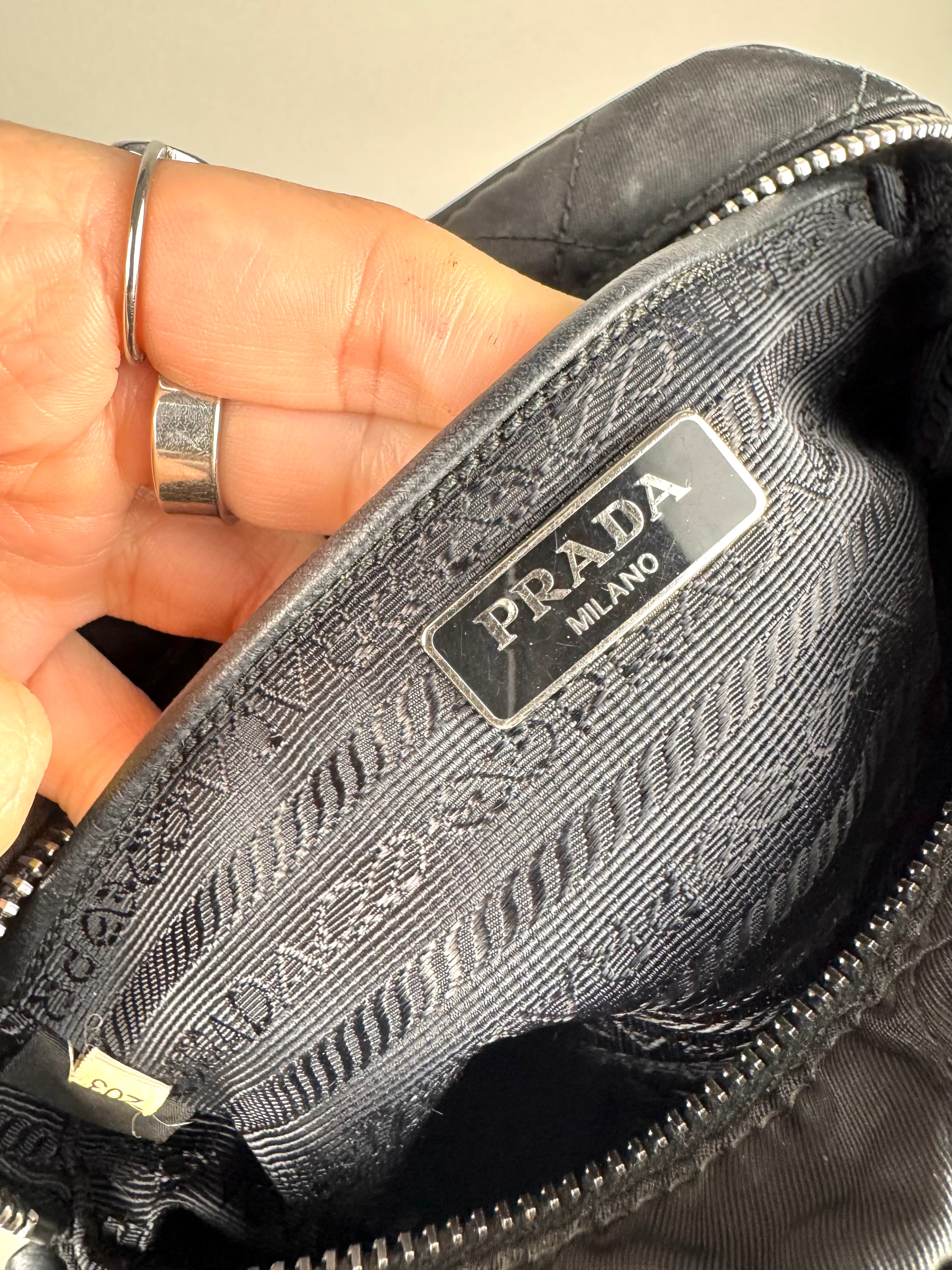 Prada Tessuto Black Nylon Impuntu Quilted Crossbody