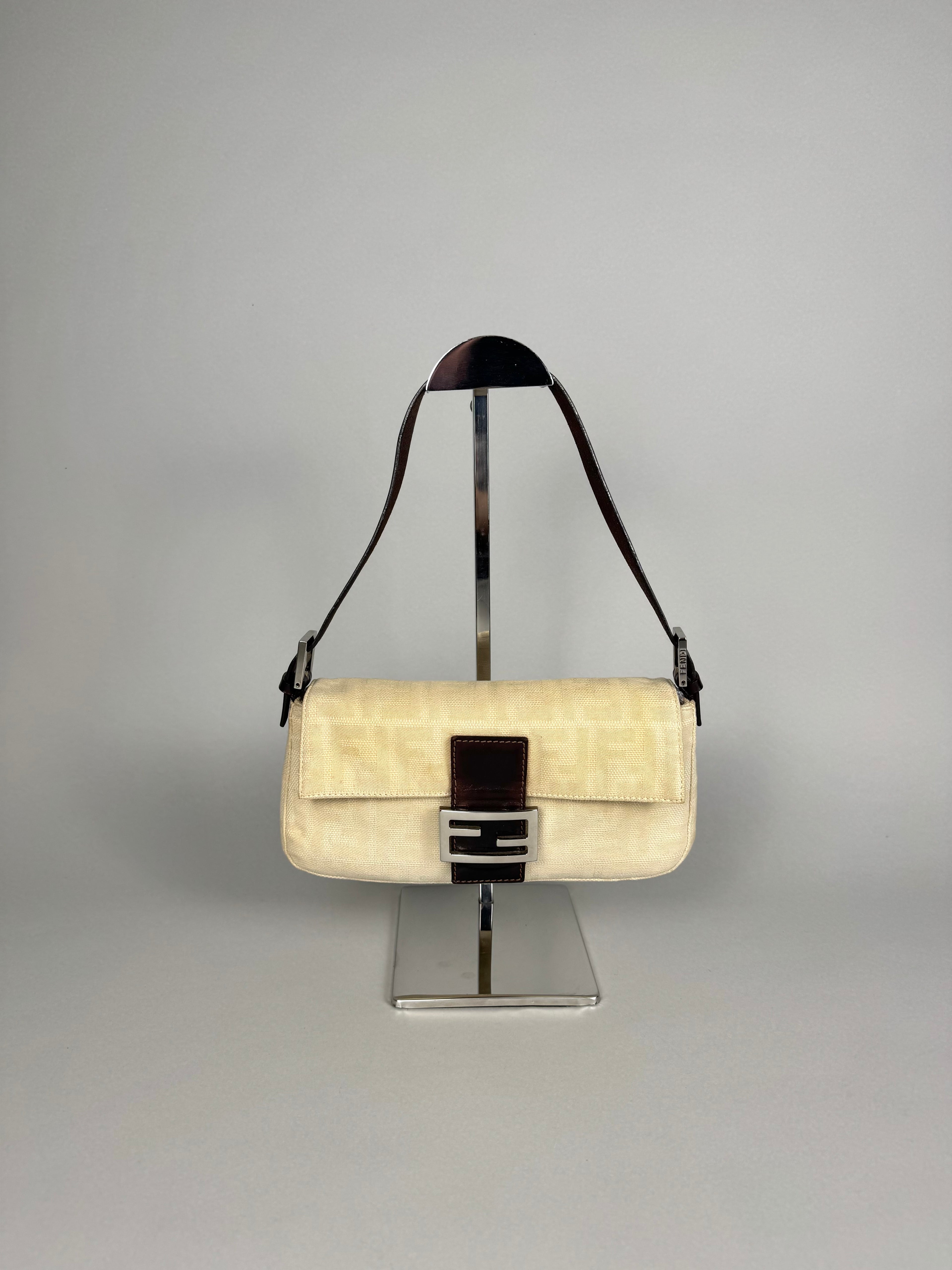 Fendi Monogram Baguette Linen Beige