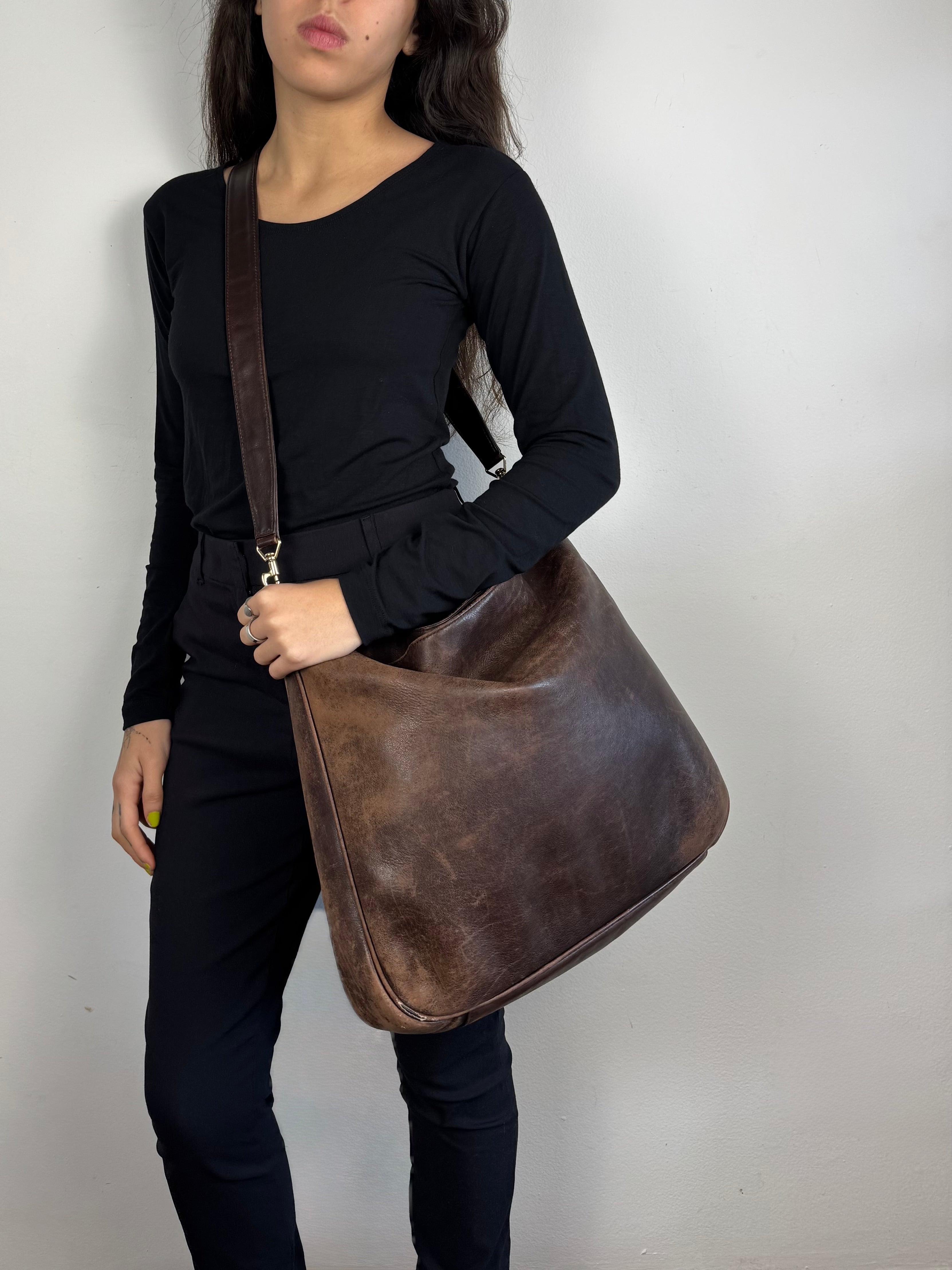 Gucci Toned Brown Leather Large Crossbody