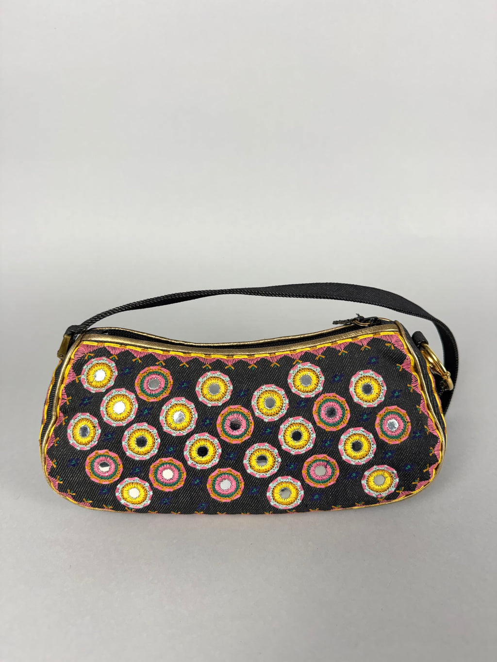 Christian Dior Embroidered Montaigne Cadillac 1947 Denim Bag